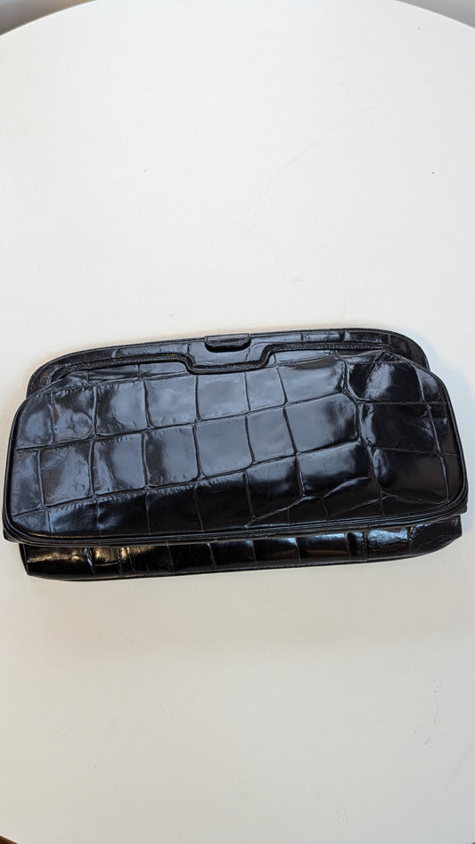 Giorgio Armani Crocodile Embossed Leather Clutch