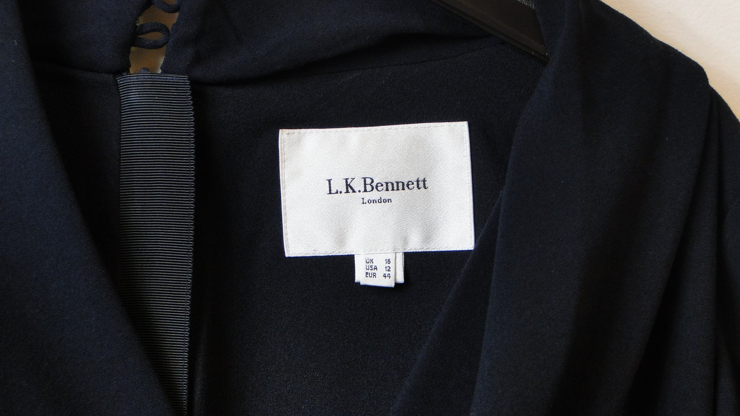 L.K. Bennett navy blue wrap-front dress