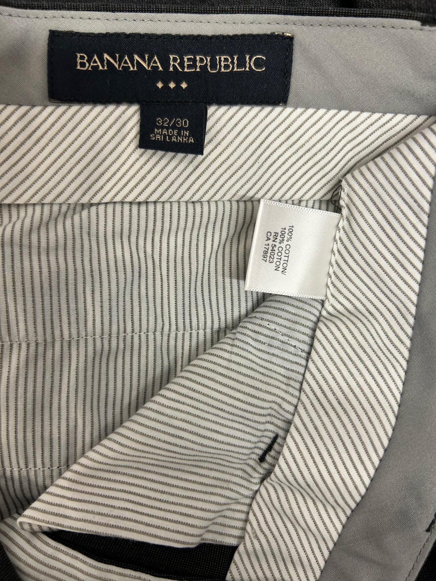 Banana Republic Men’s Dark Gray Cotton Trousers Size 32/30