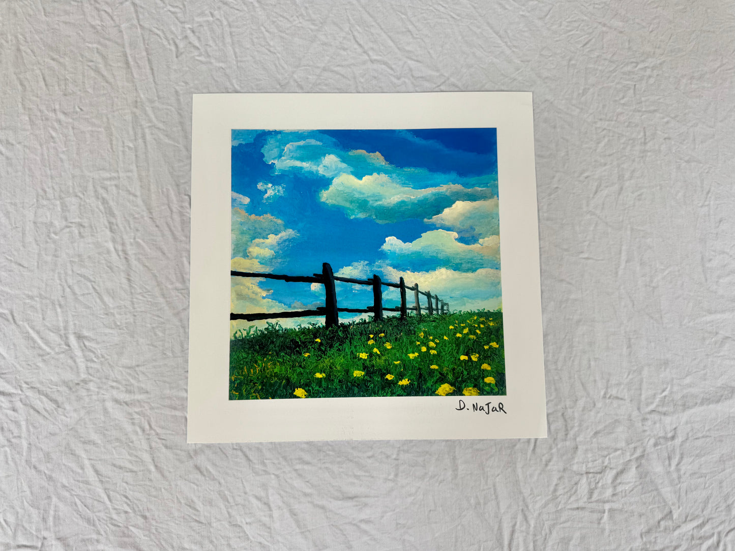 David Najar "Fence Line" 2013 7"x7" Art Prints