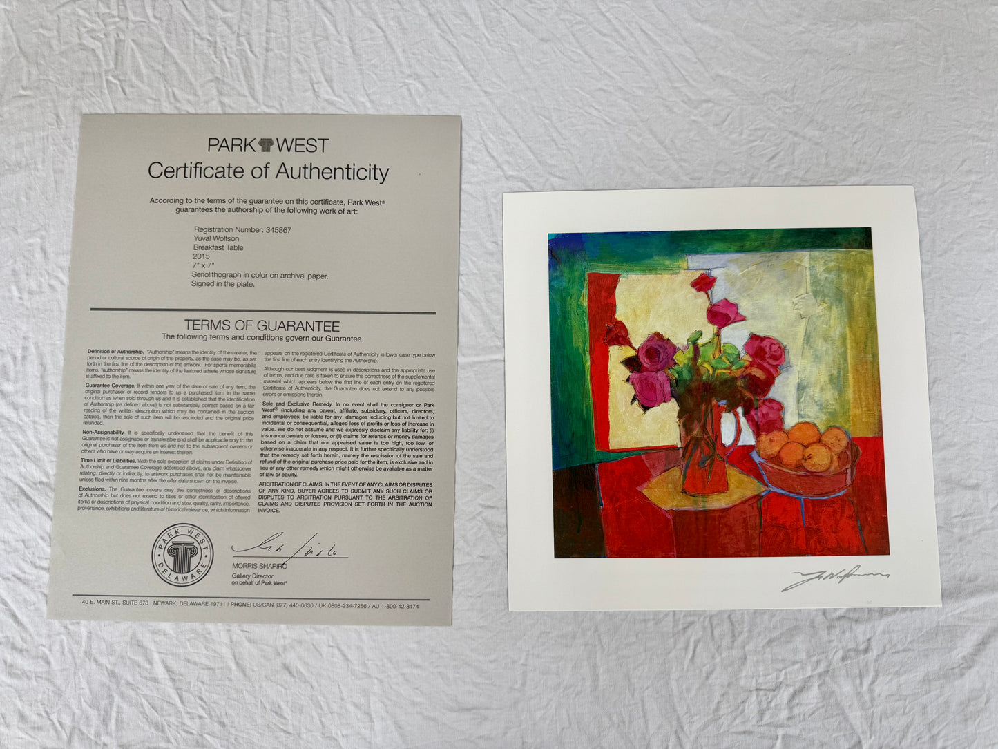 Yuval Wolfson "Breakfast Table" 2015 7"x7" Art Print