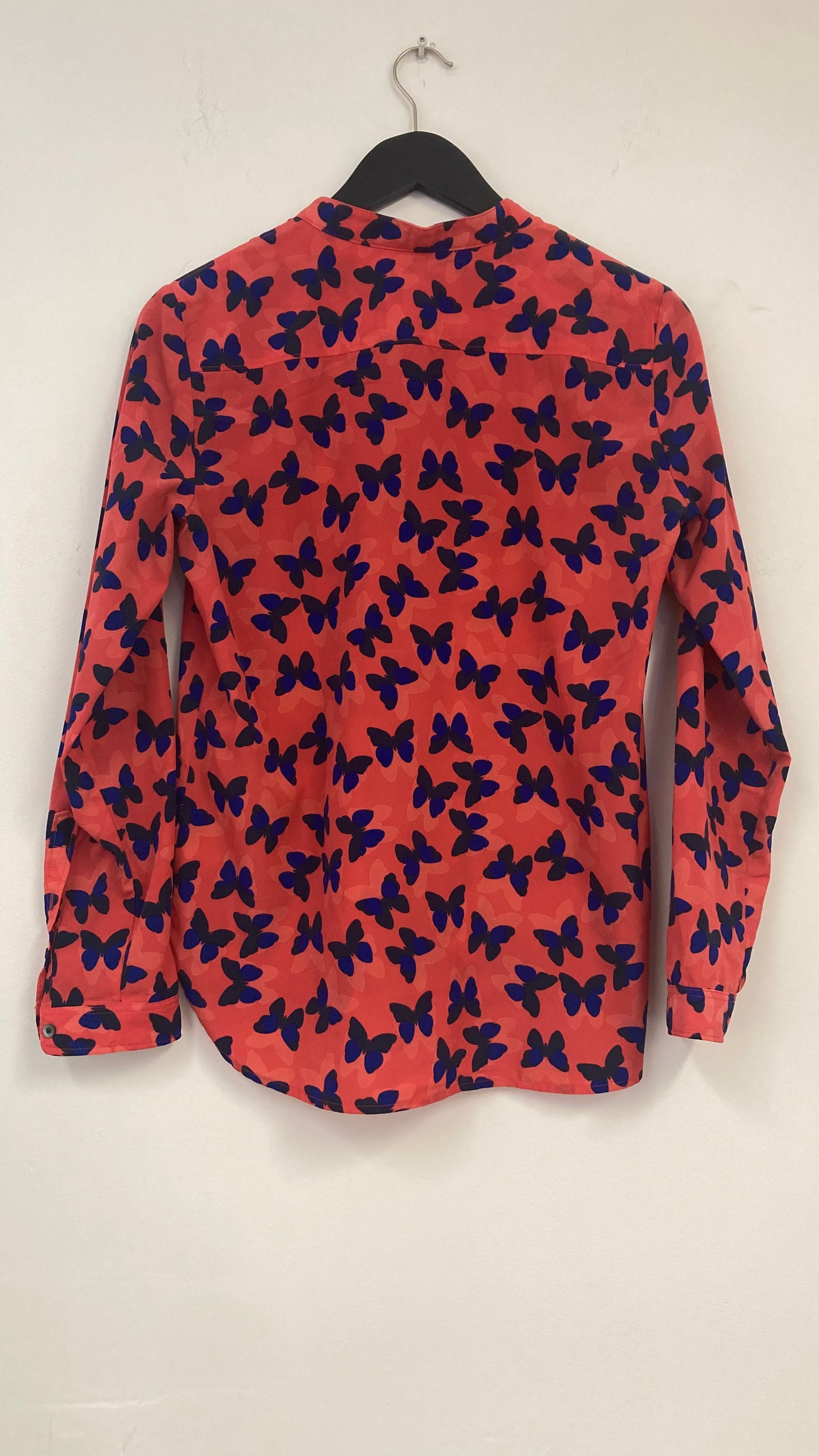 Pink and Blue Butterfly Print Long Sleeve Button Up