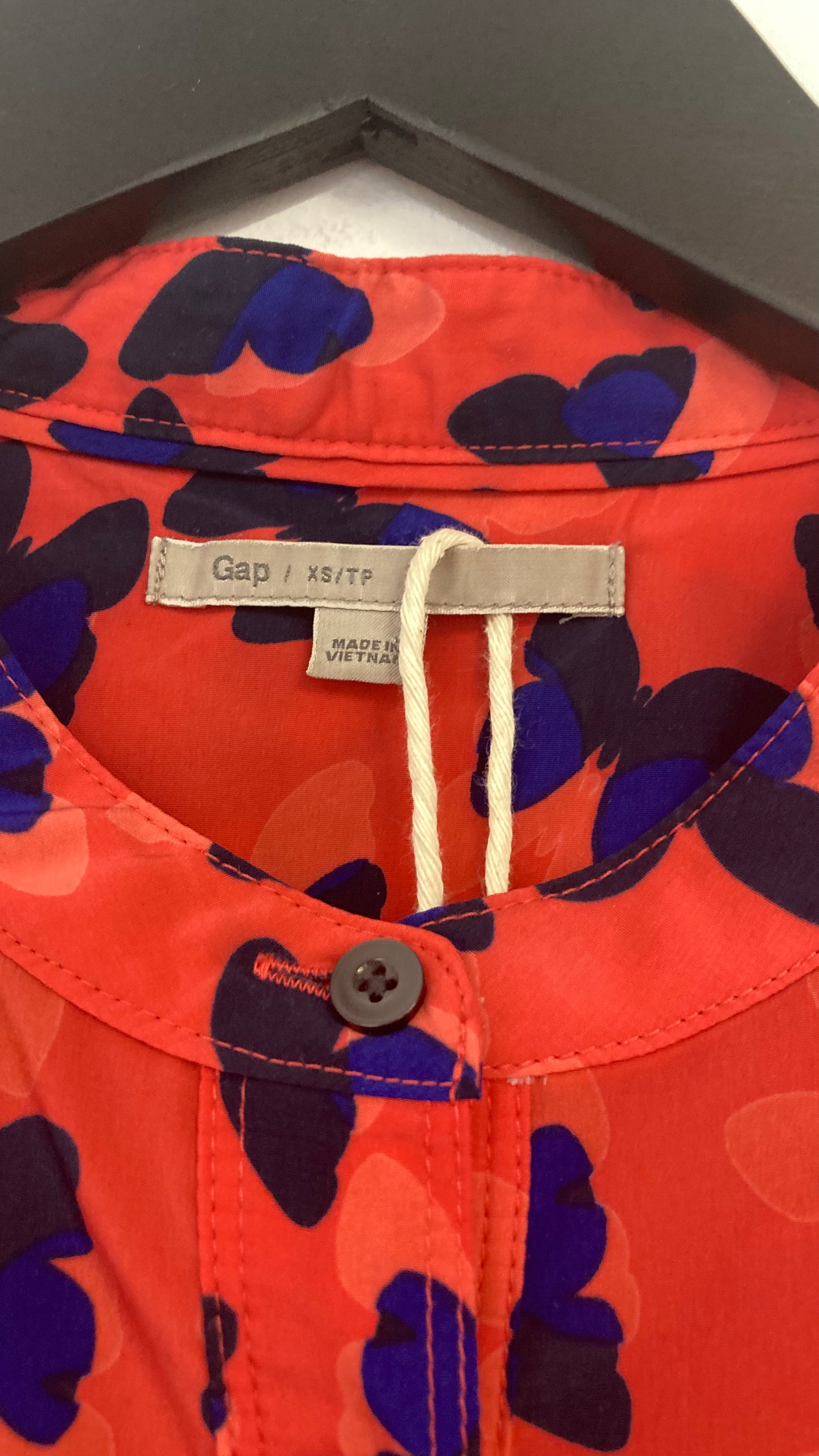 Pink and Blue Butterfly Print Long Sleeve Button Up