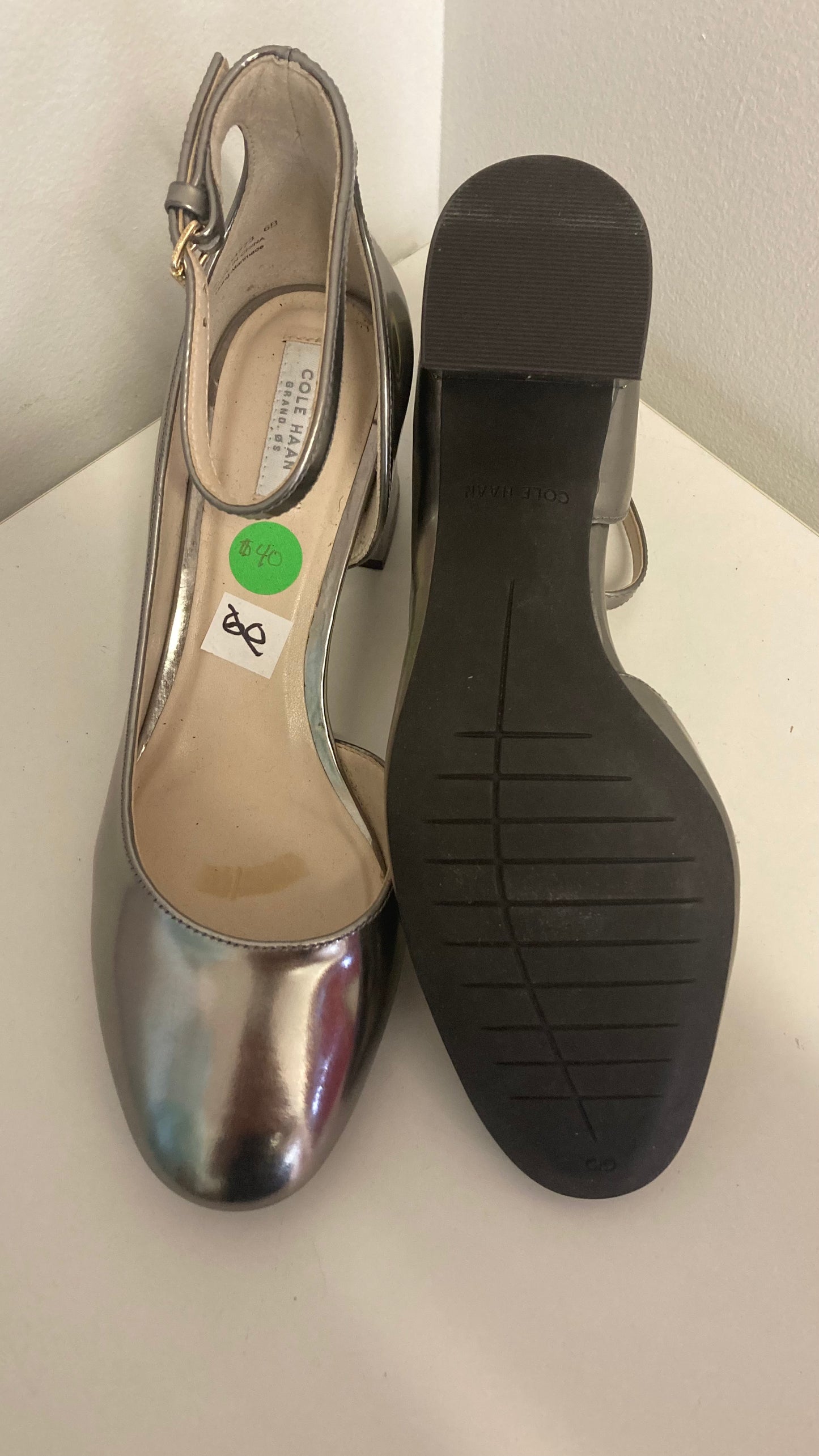 Silver Block Heel