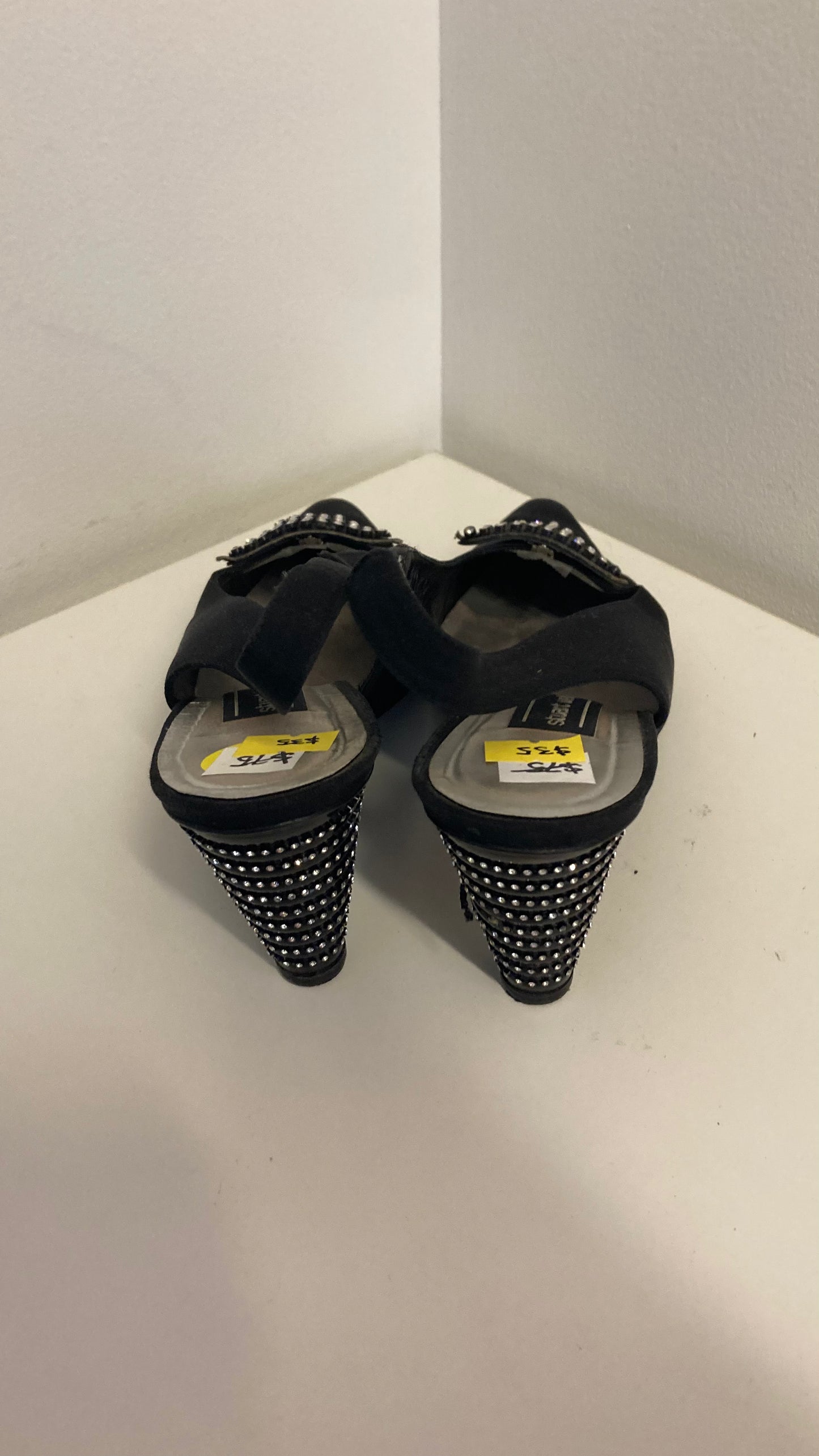 Black Slingback Heels with Bedazzled Heel