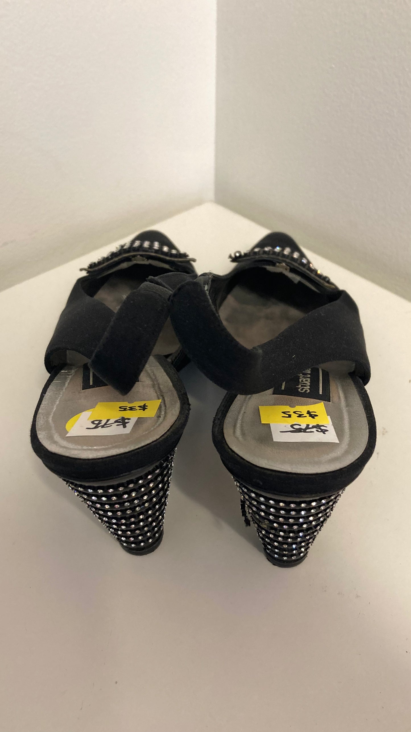 Black Slingback Heels with Bedazzled Heel