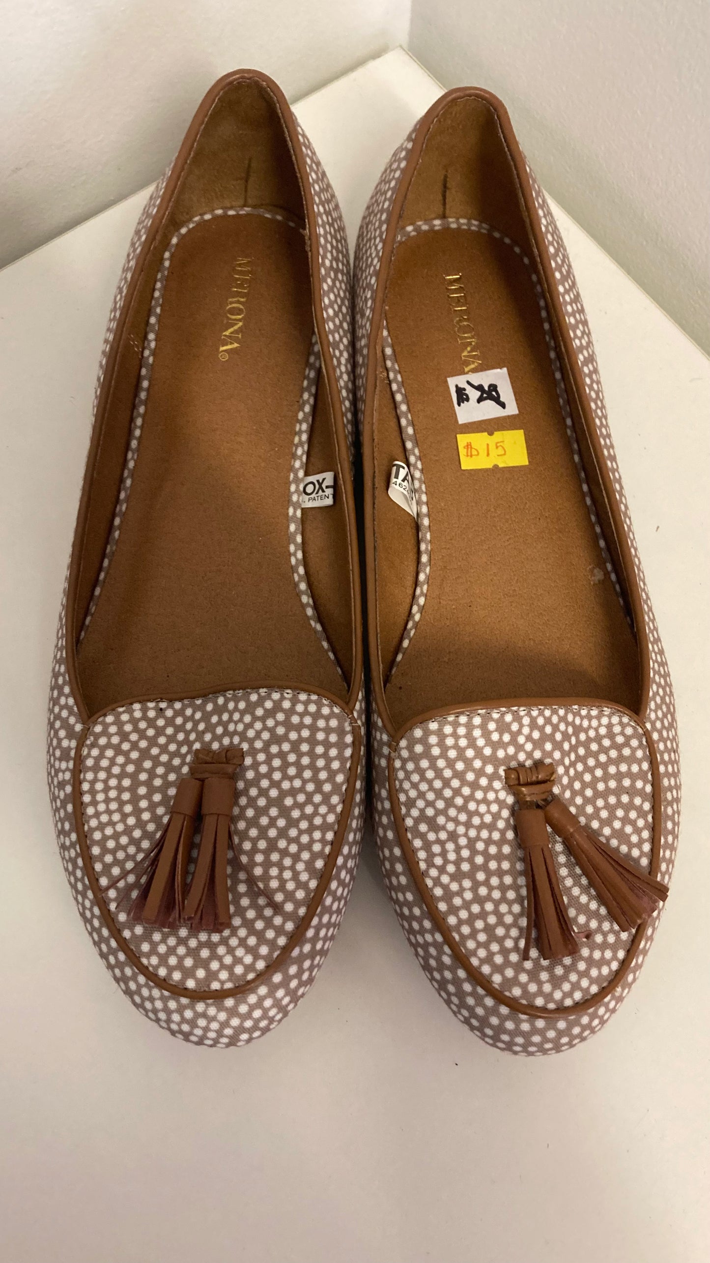 Brown and White Polka Dot Flats