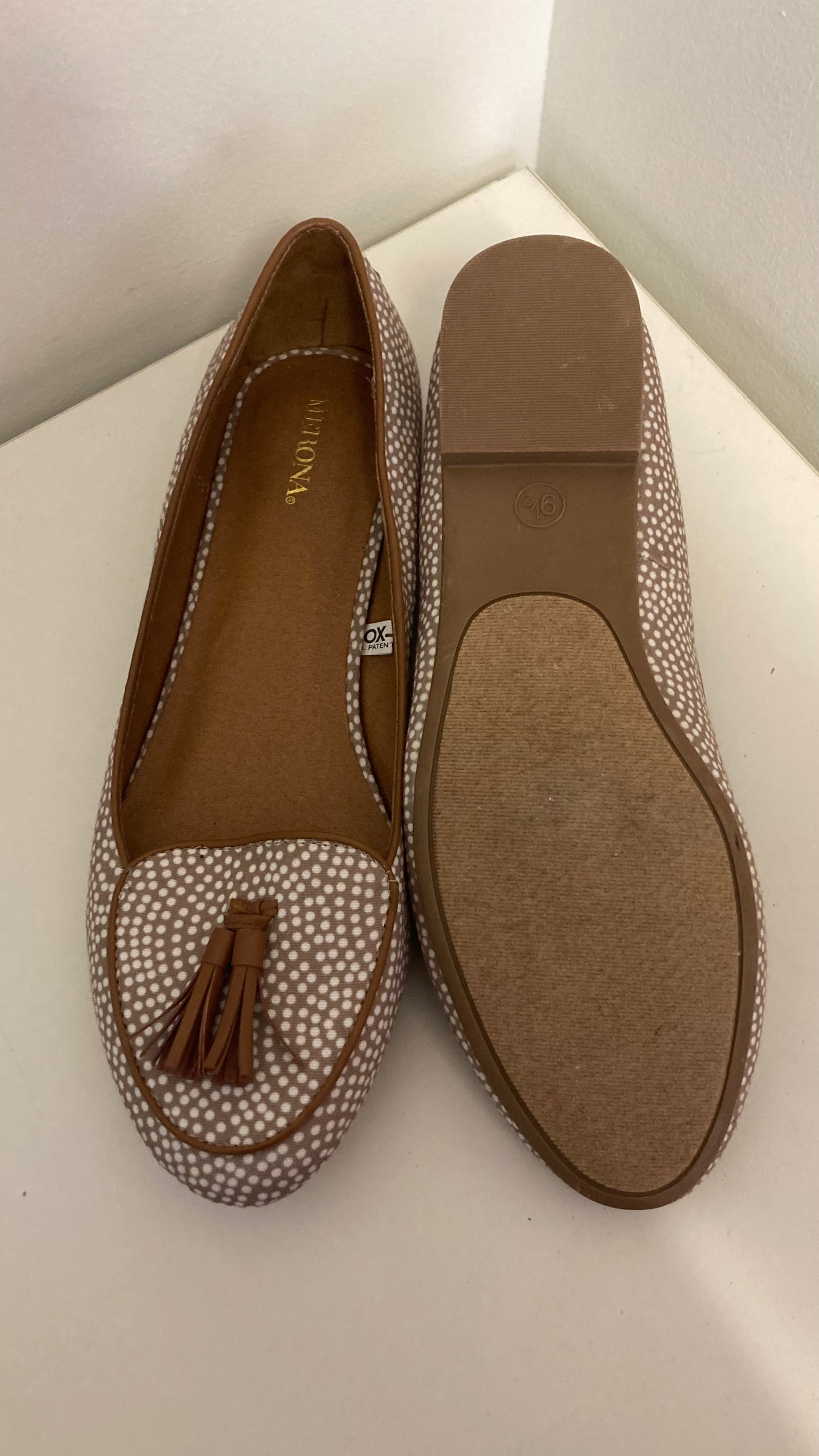 Brown and White Polka Dot Flats