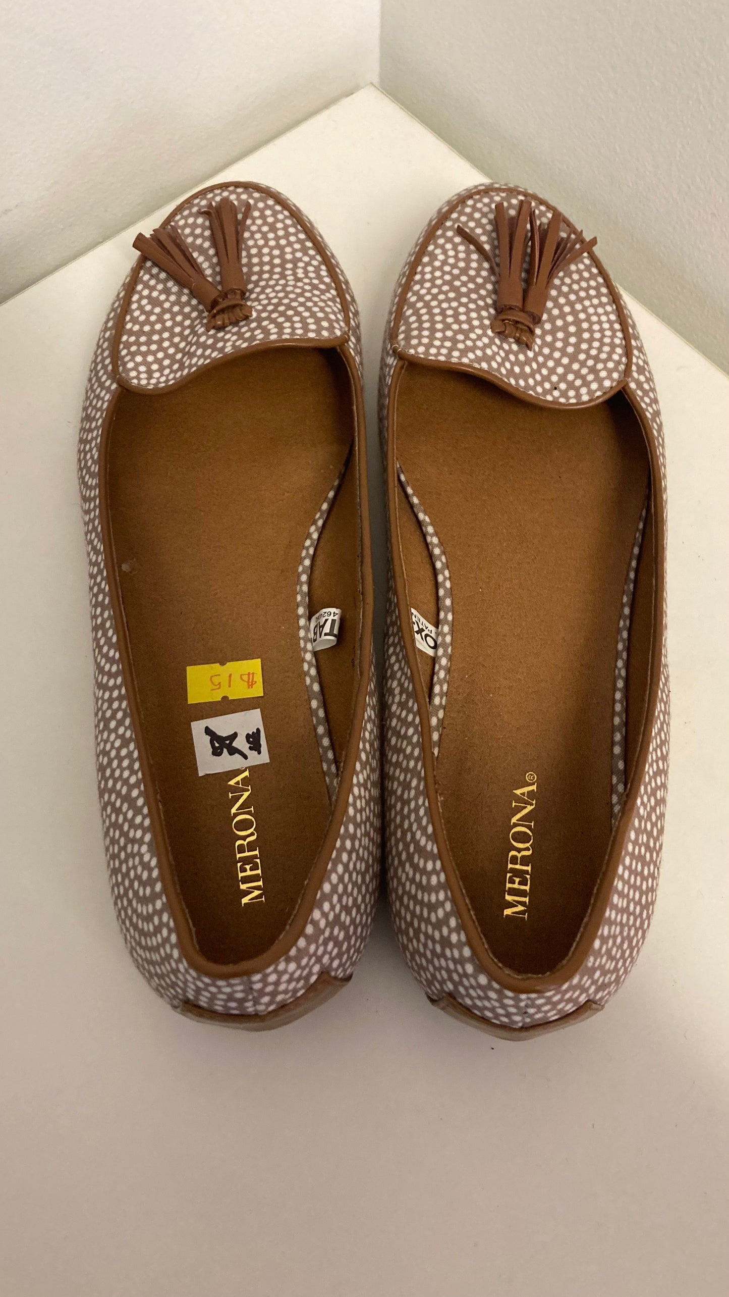 Brown and White Polka Dot Flats