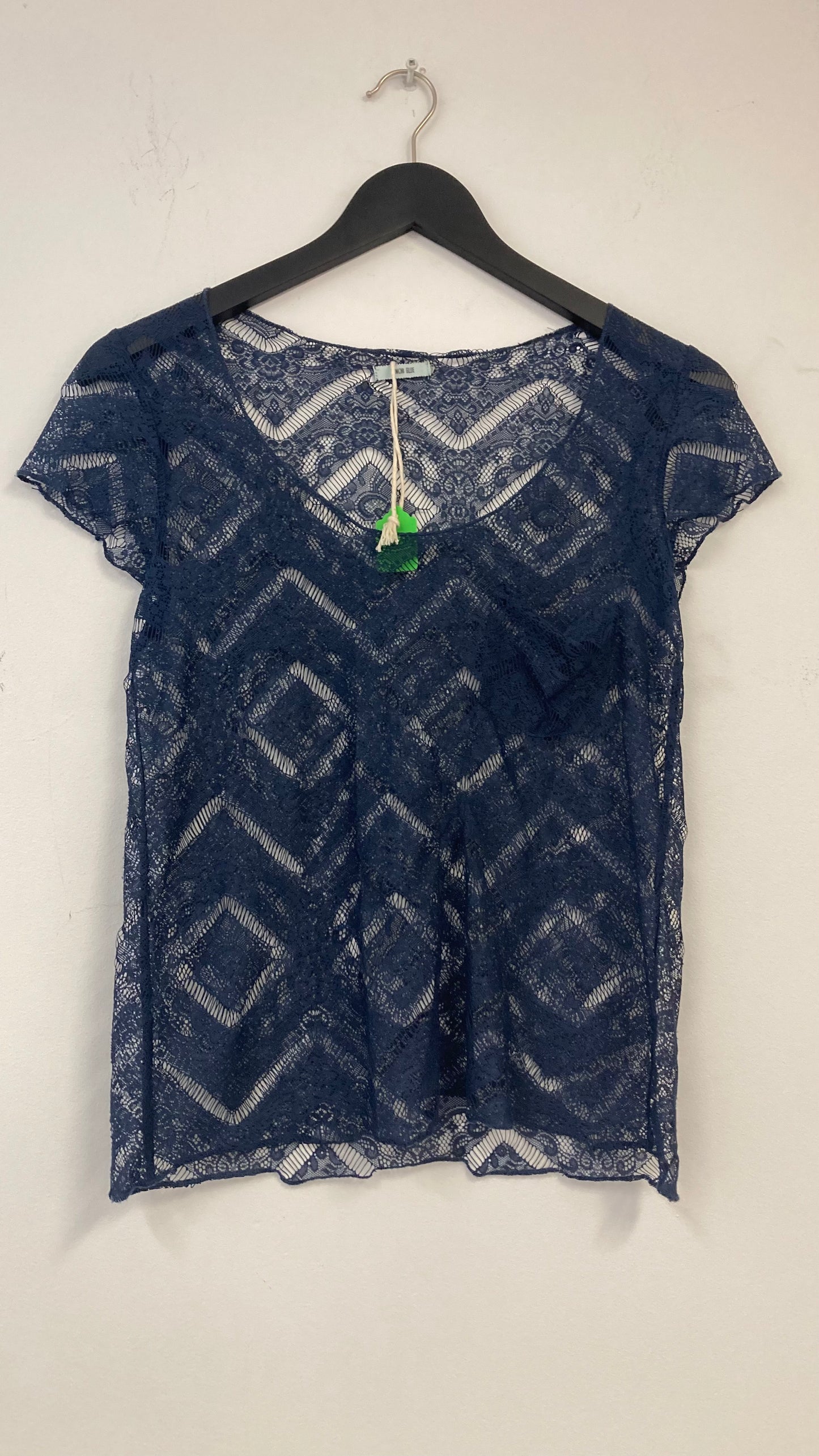Navy Blue Sheer Lace T-Shirt