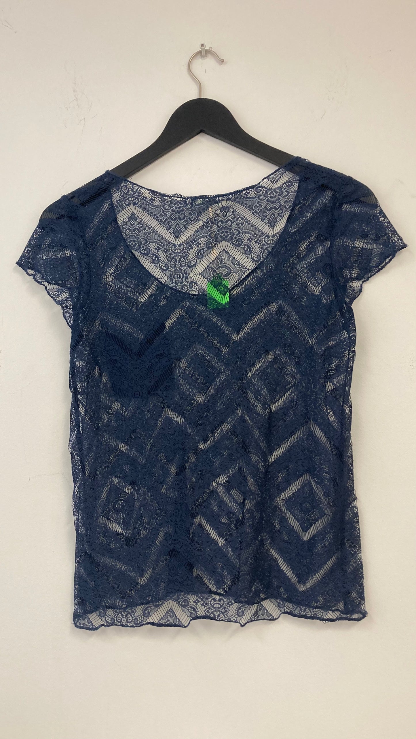 Navy Blue Sheer Lace T-Shirt