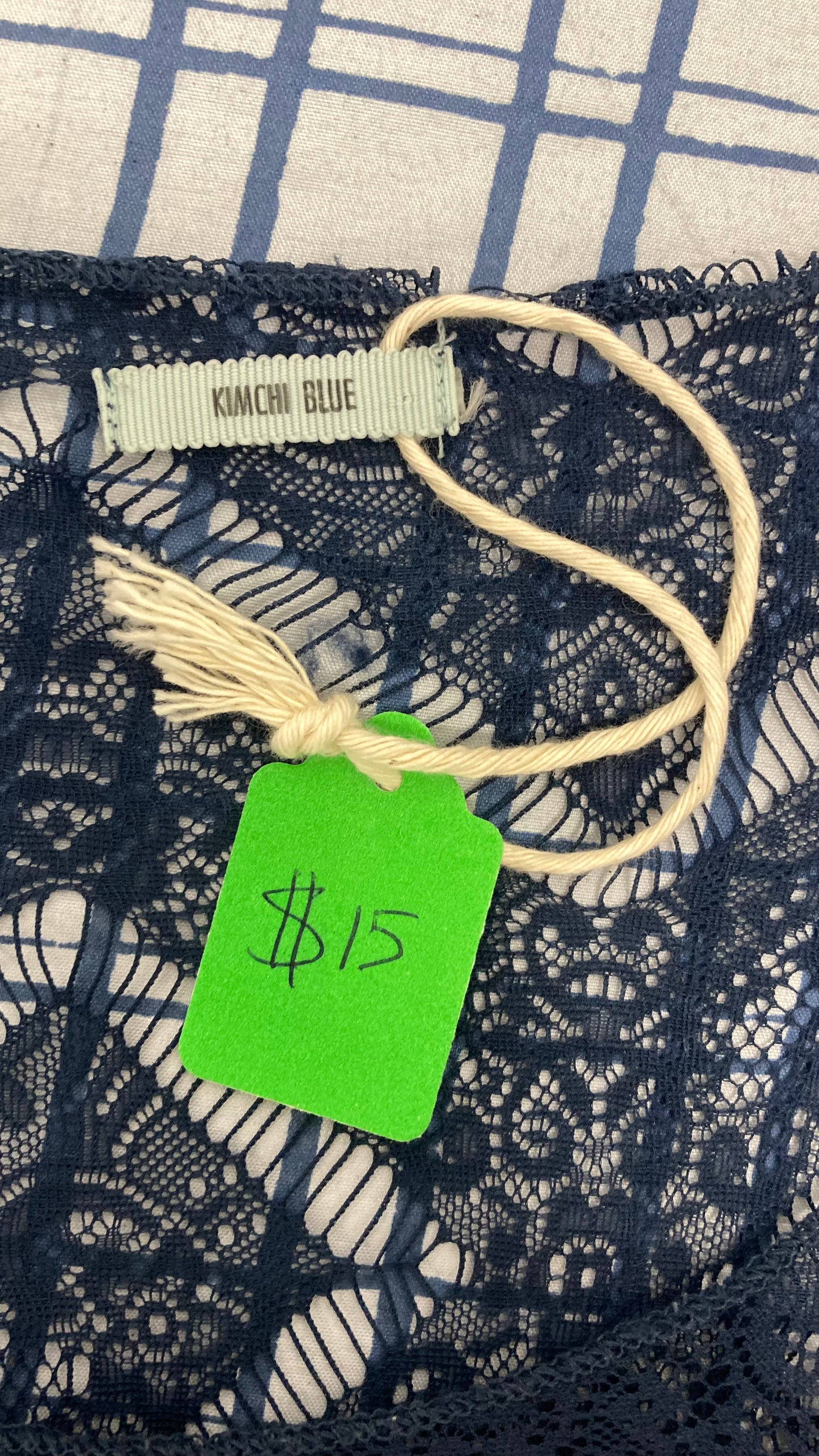 Navy Blue Sheer Lace T-Shirt