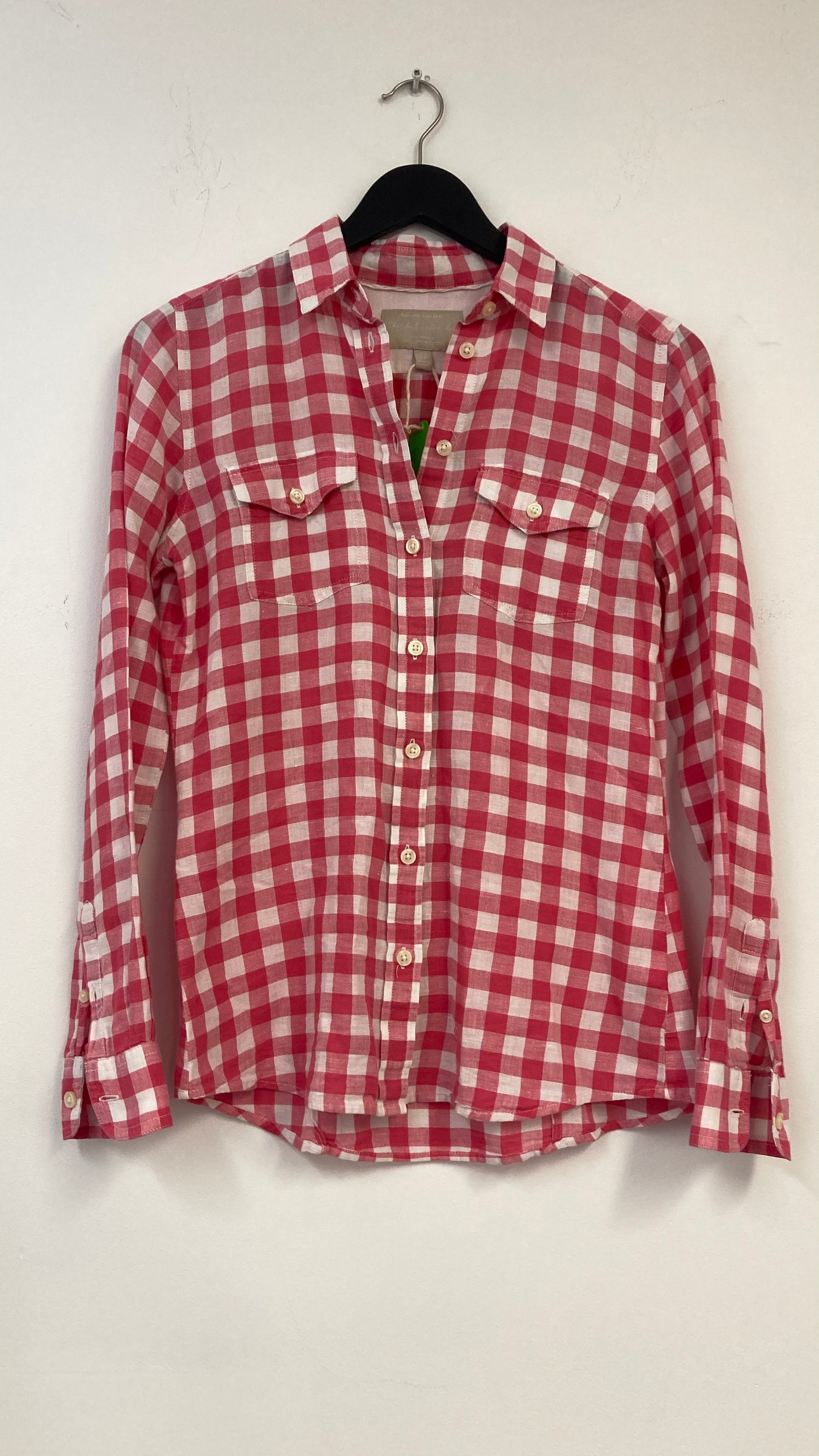 Pink and White Checkered Long Sleeve Button Up