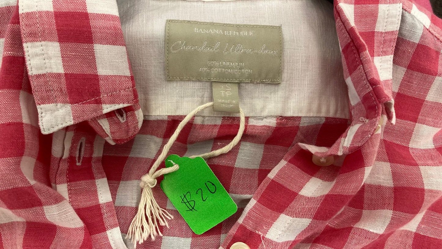 Pink and White Checkered Long Sleeve Button Up