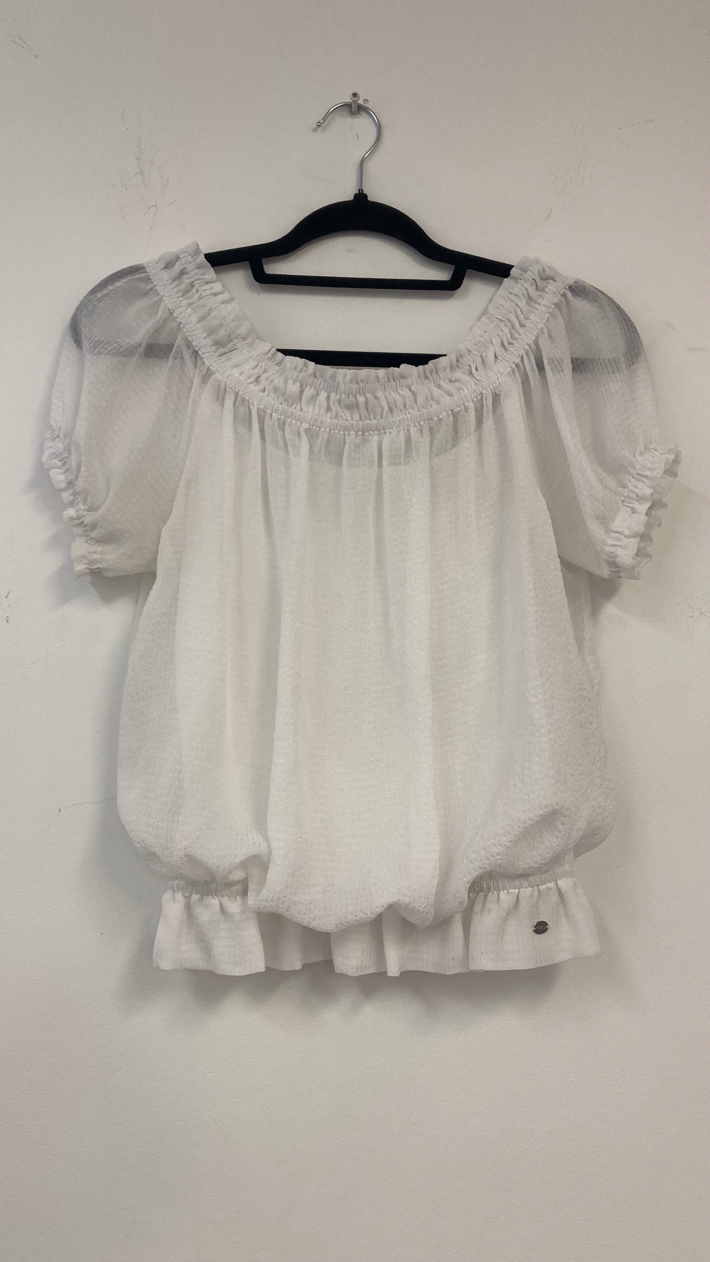 White Sheer Blouse With Built in Undershirt