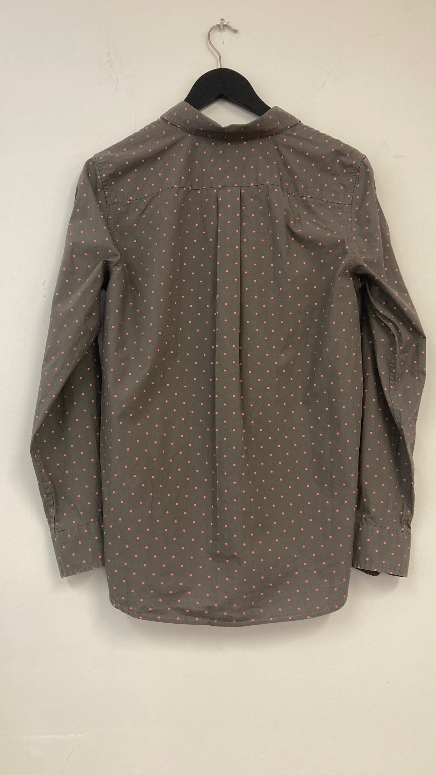 Gray and Pink Polka Dot Button Up Long Sleeve