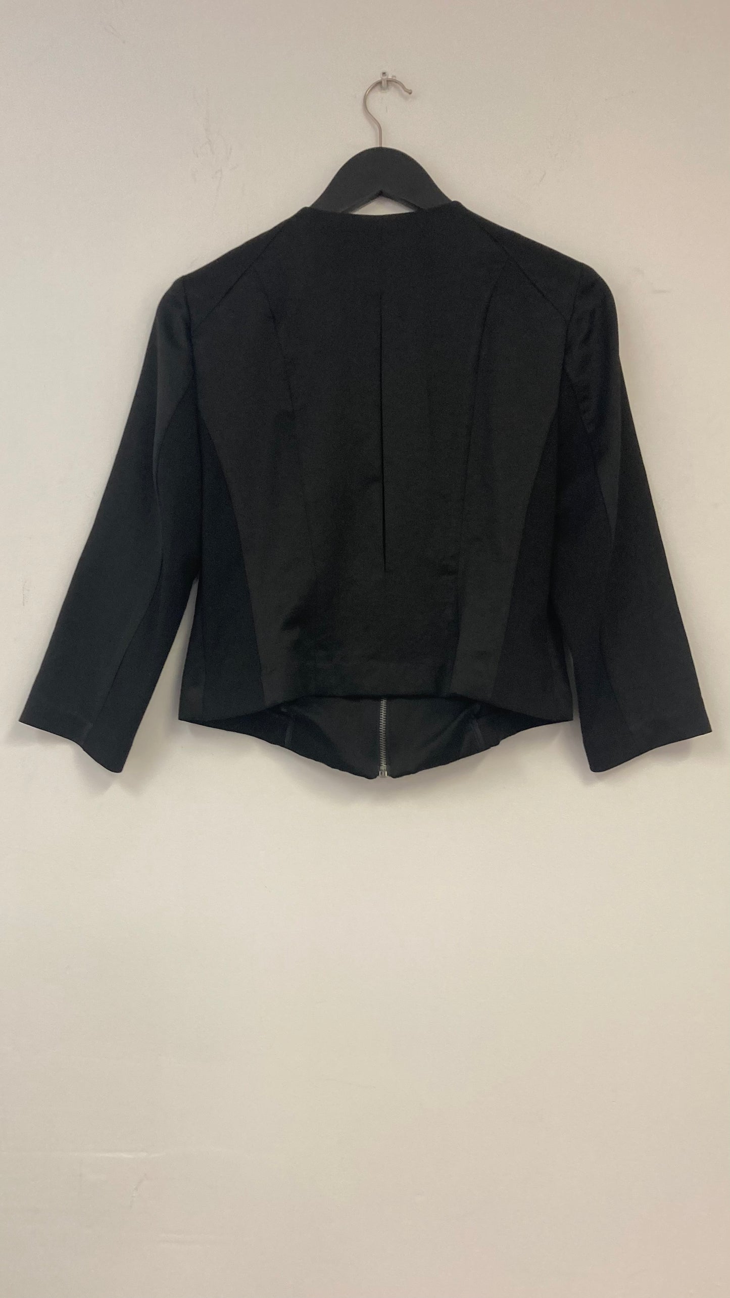 Black Overcoat with Front Ruffle