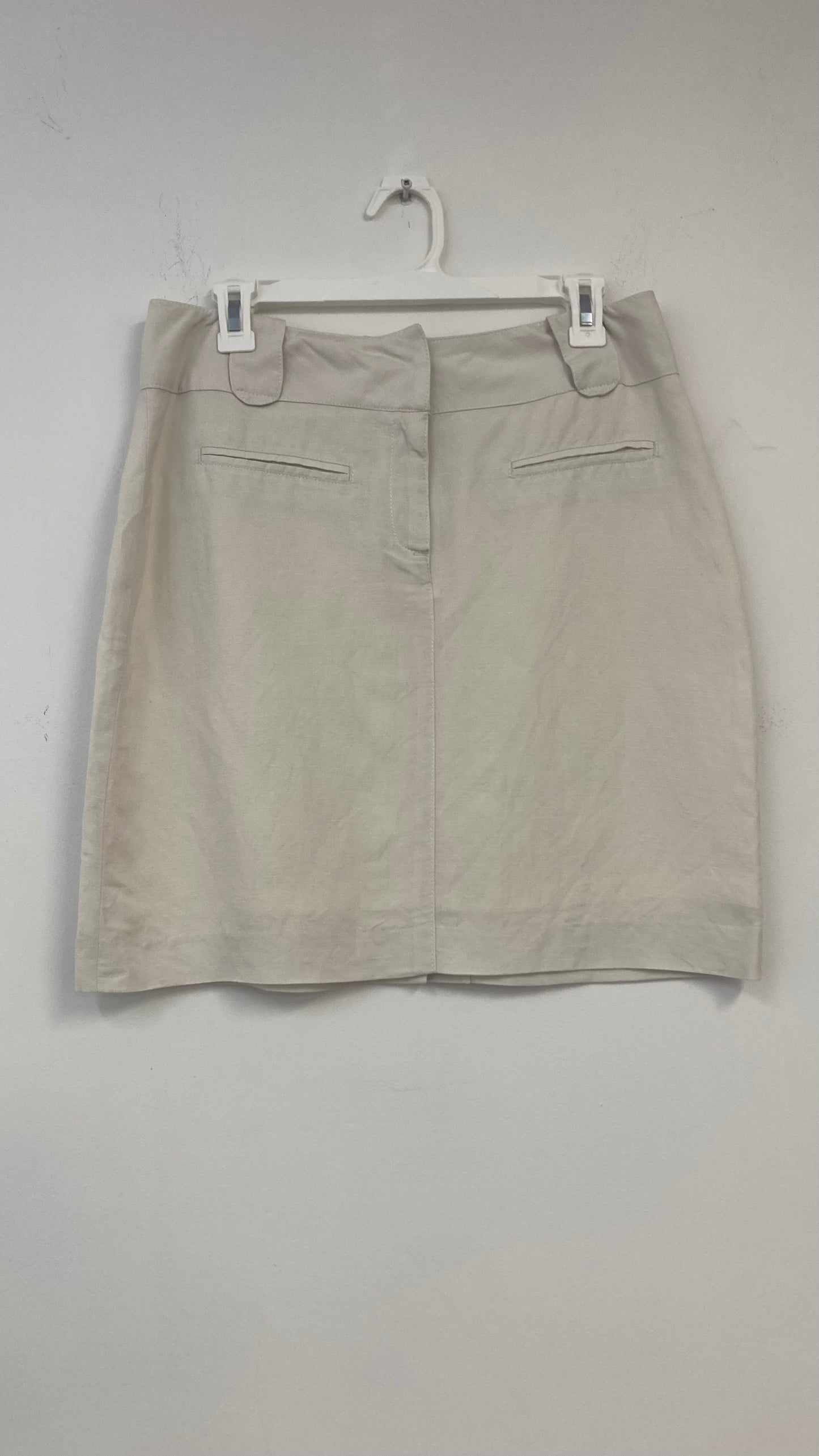 White Mini Skirt With Front Pockets