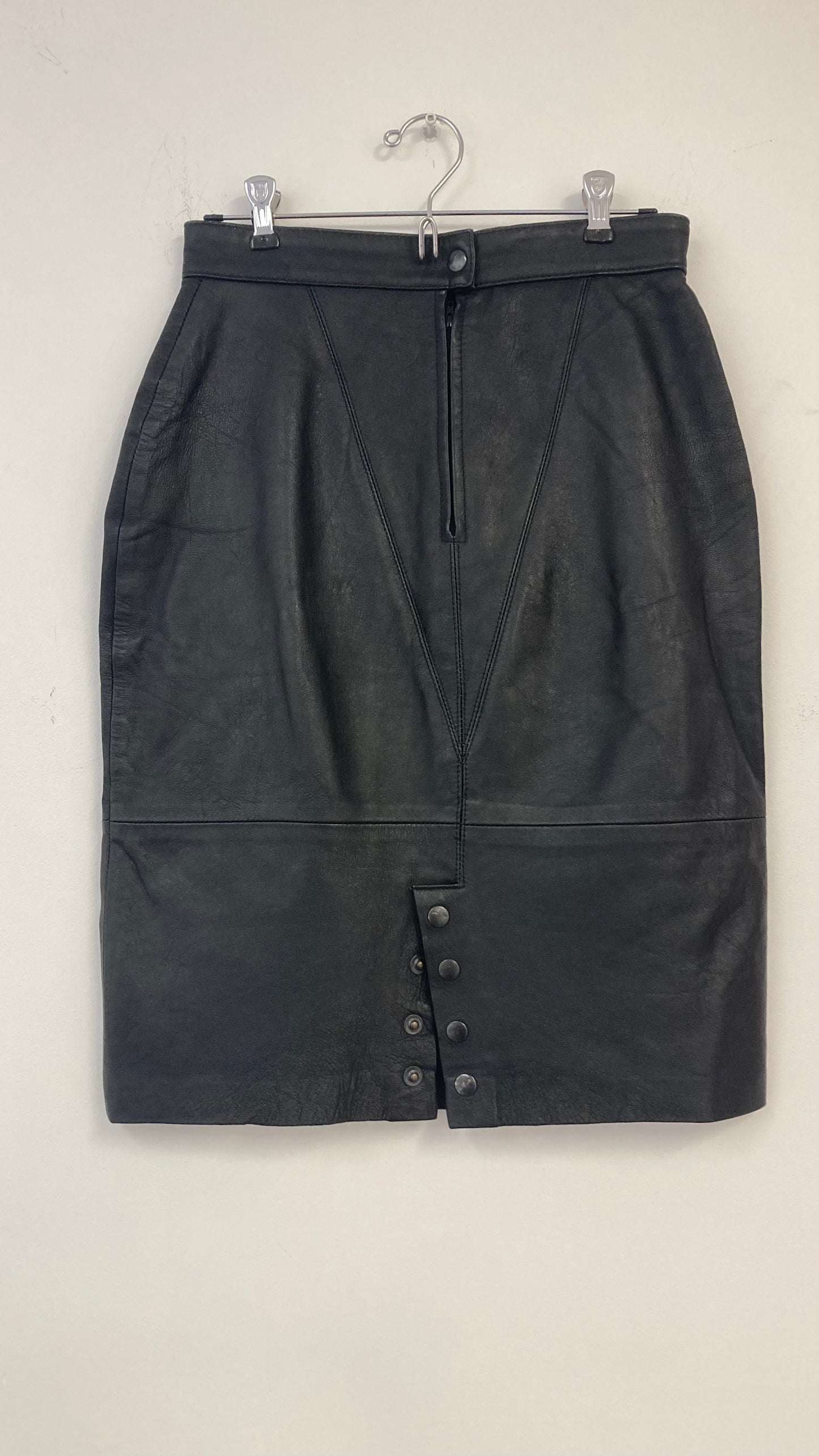 Black Leather Midi Skirt