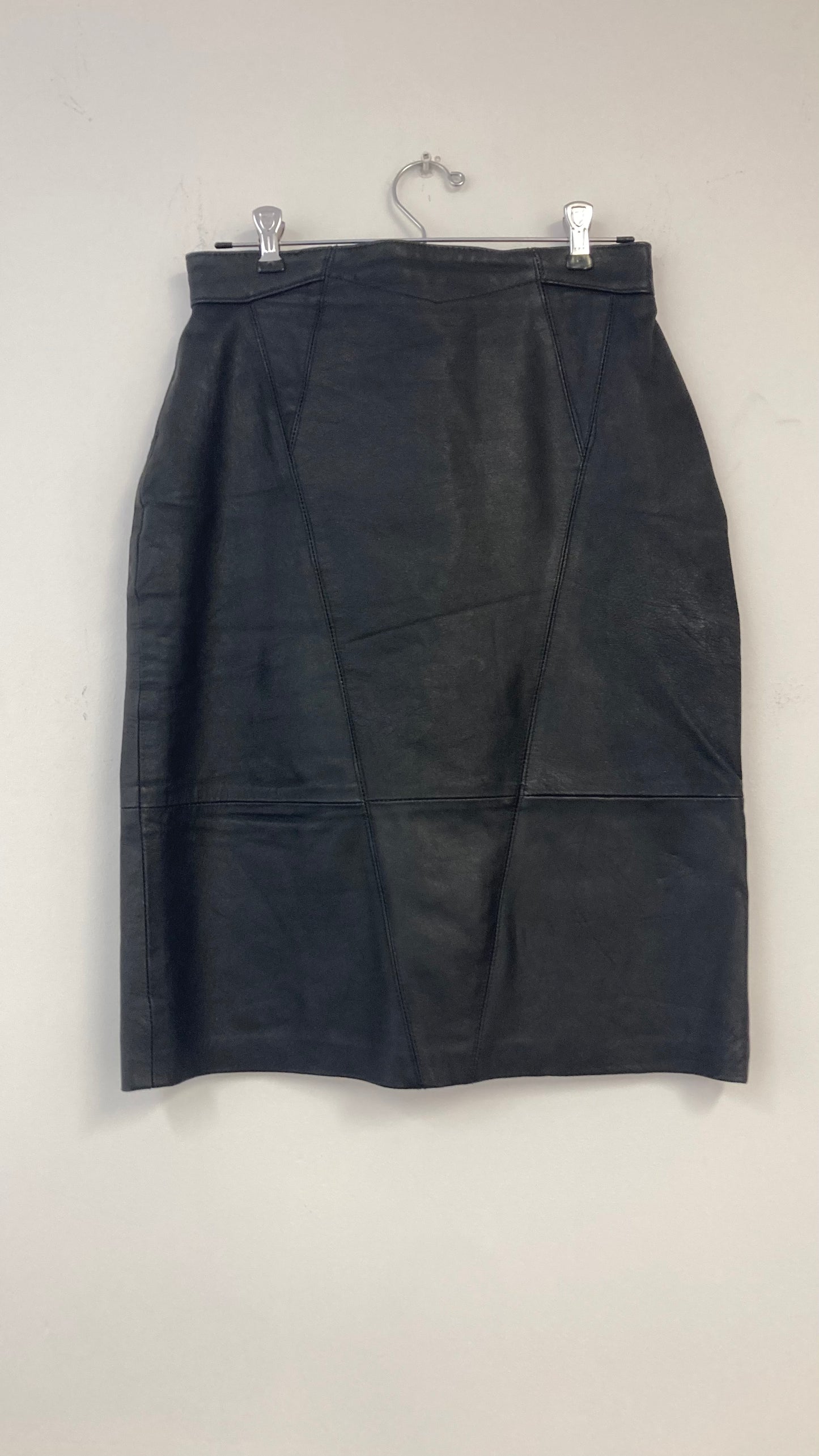 Black Leather Midi Skirt