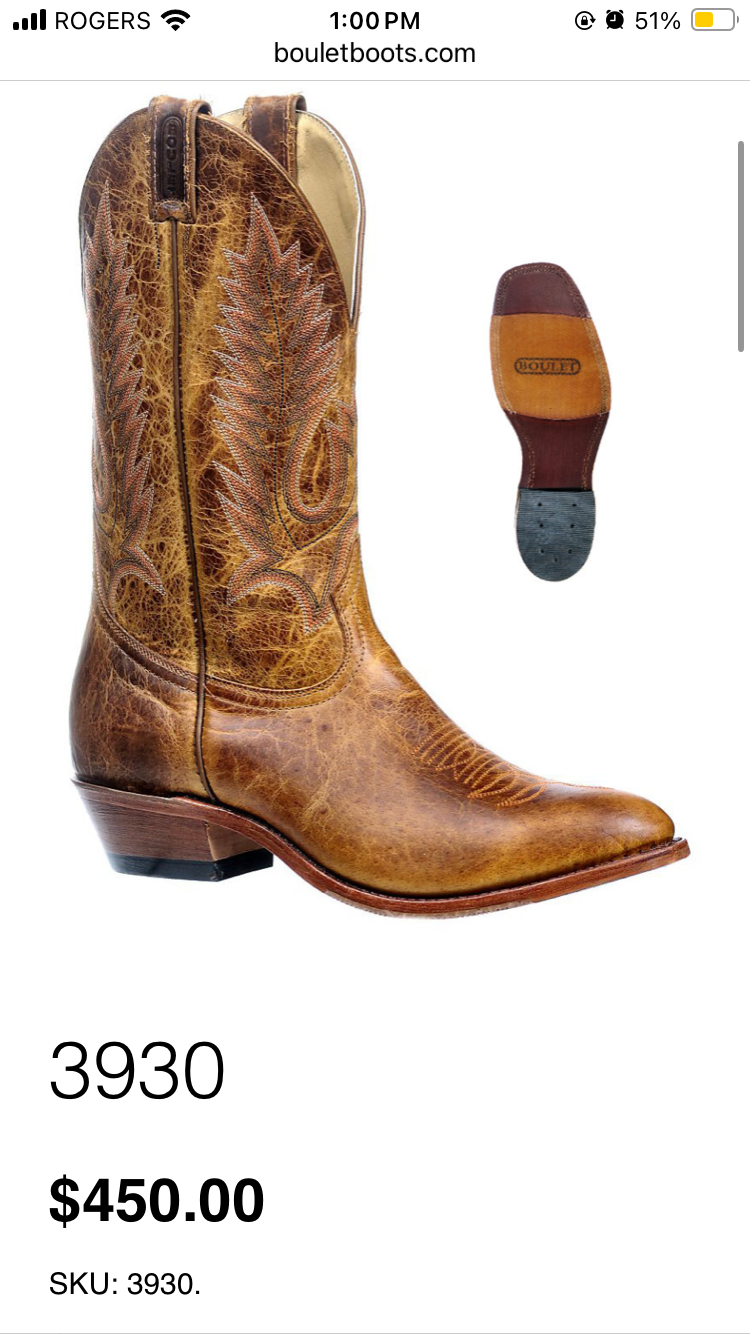 New! 3930 Boulet Cowboy Boots