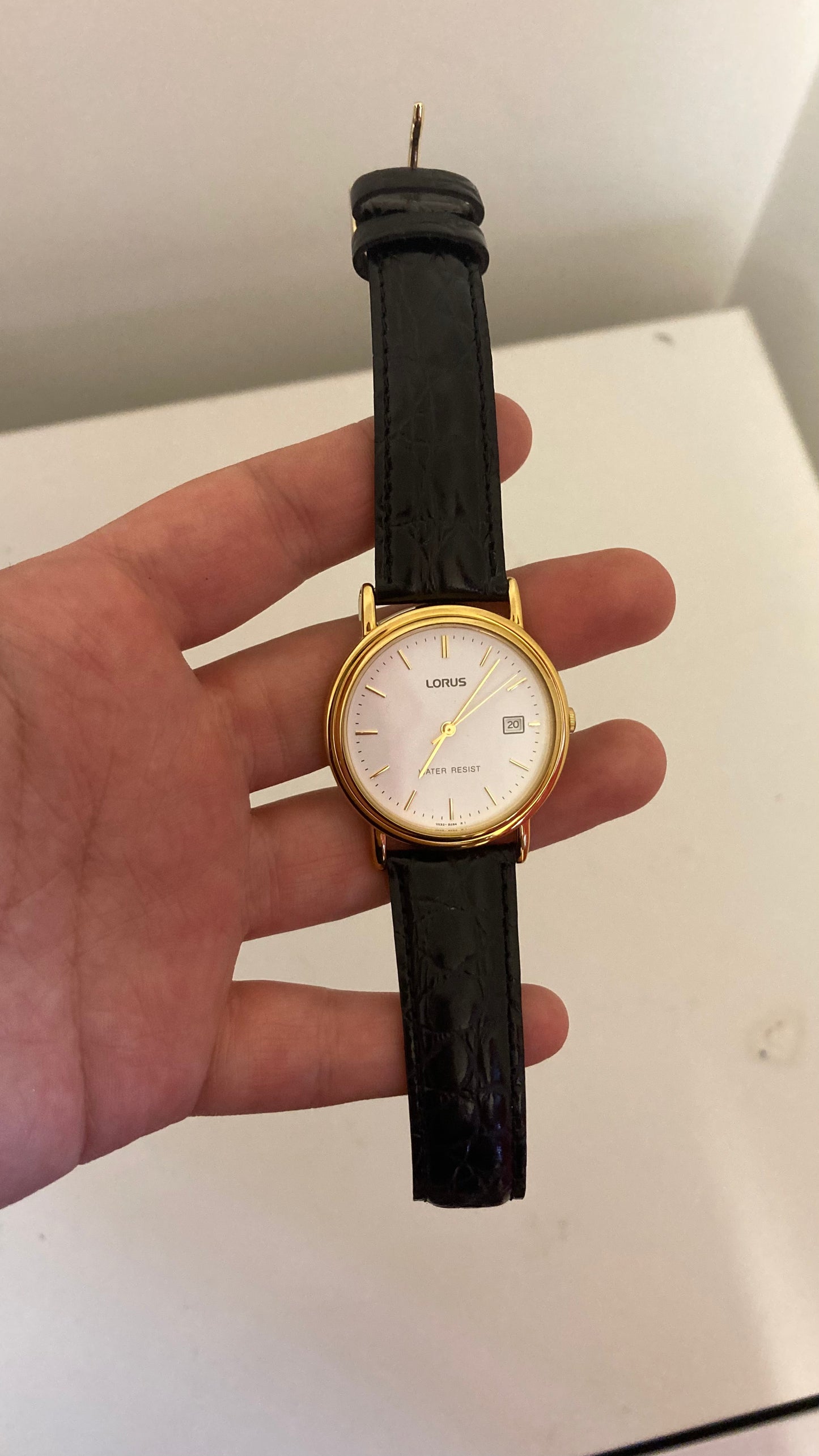 Gold Watch With Leather Wrist Strap