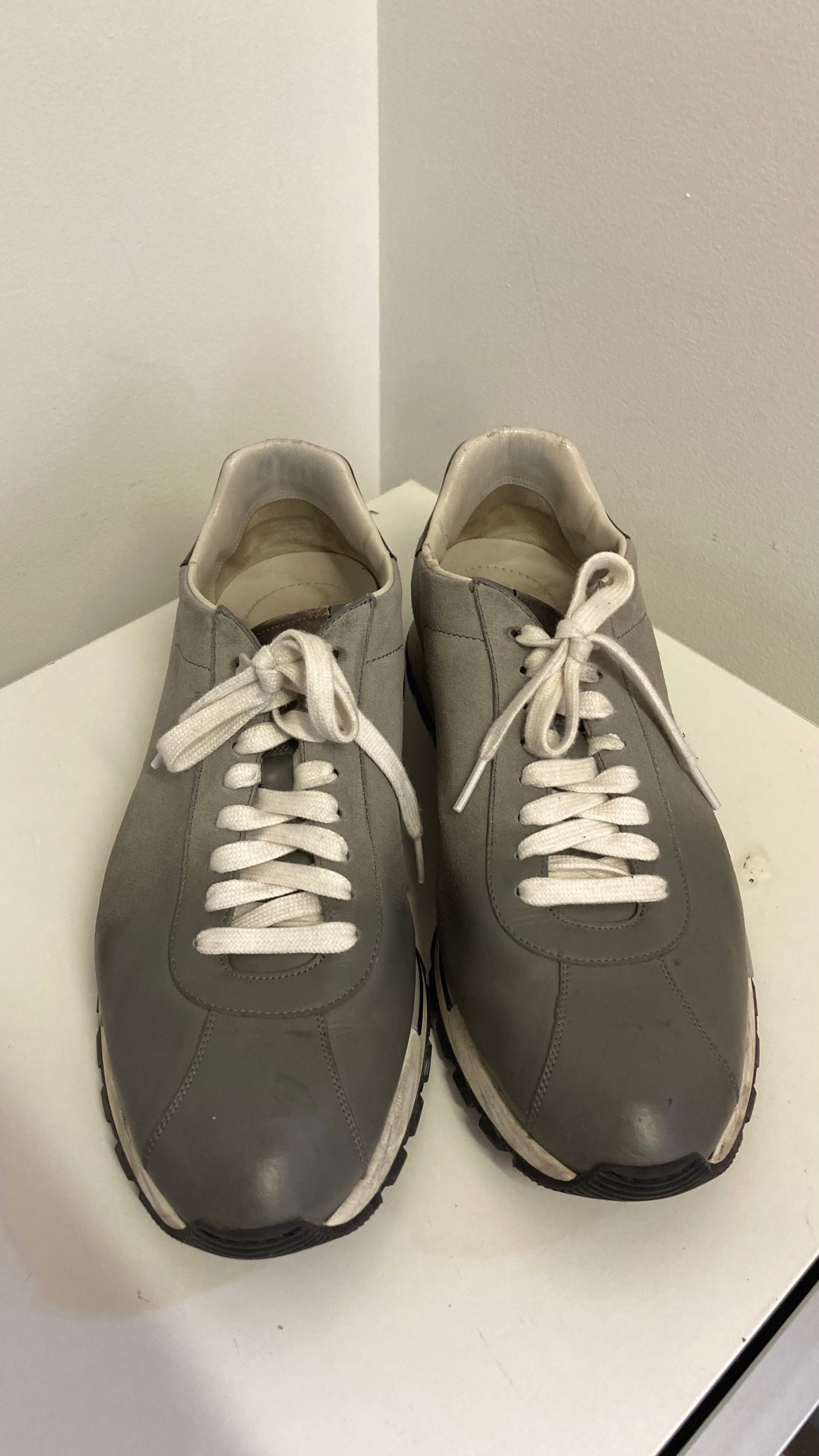 Grey Leather Sneakers