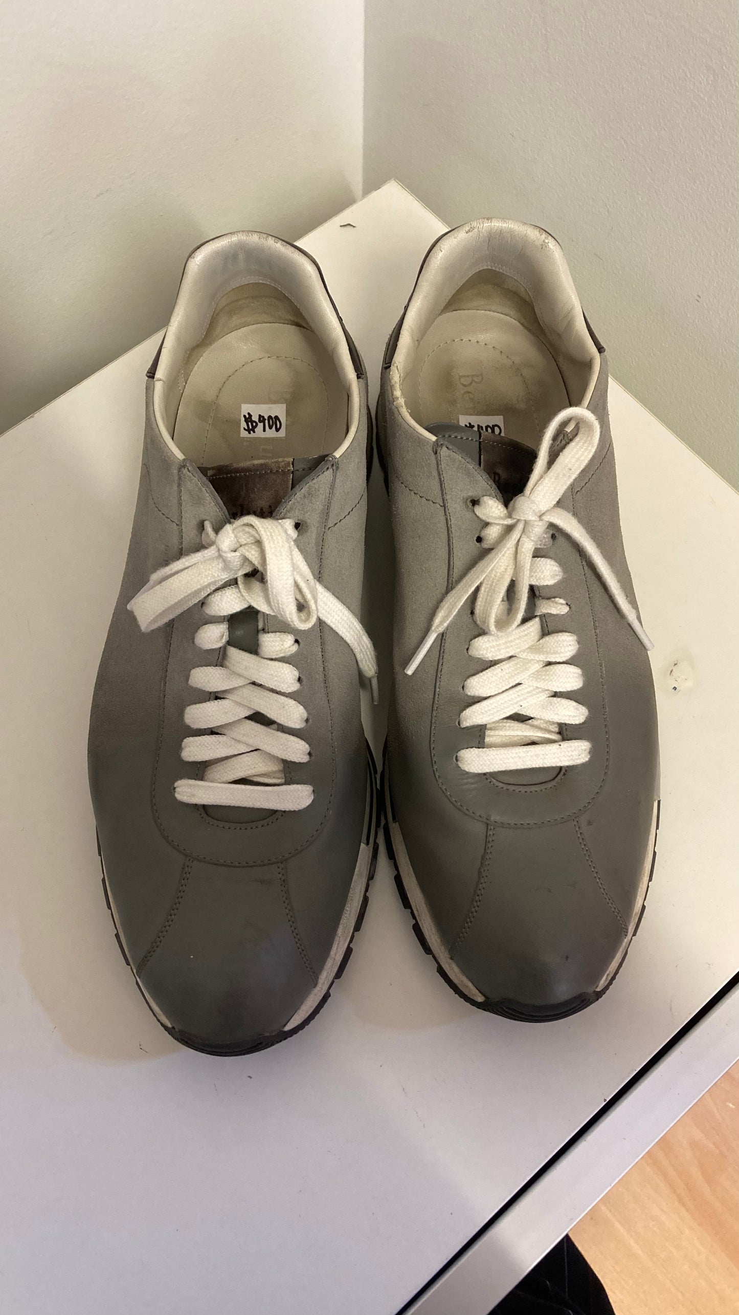 Grey Leather Sneakers