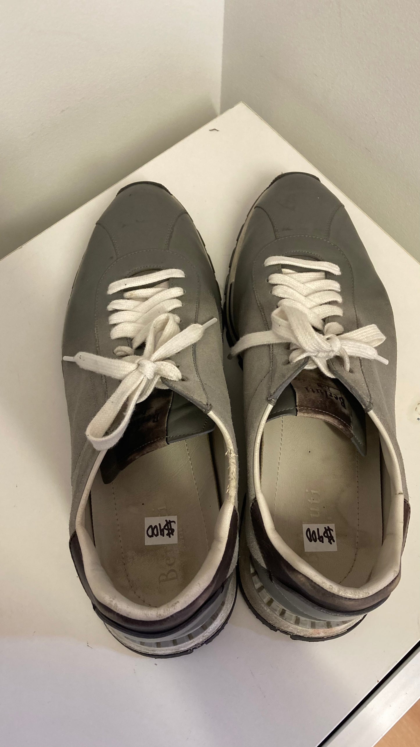 Grey Leather Sneakers