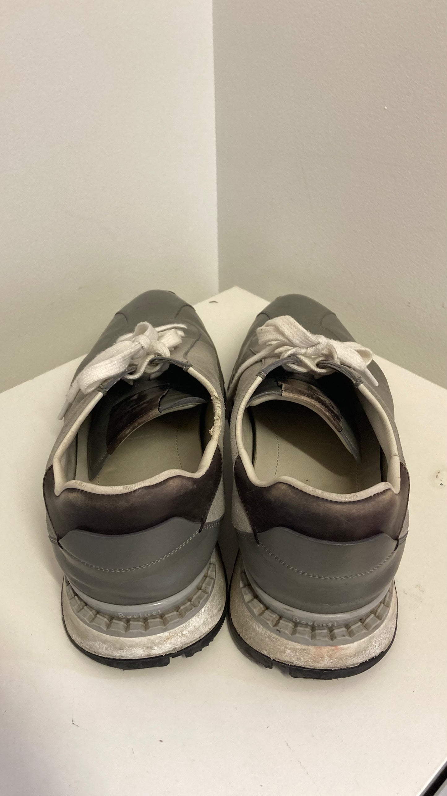 Grey Leather Sneakers