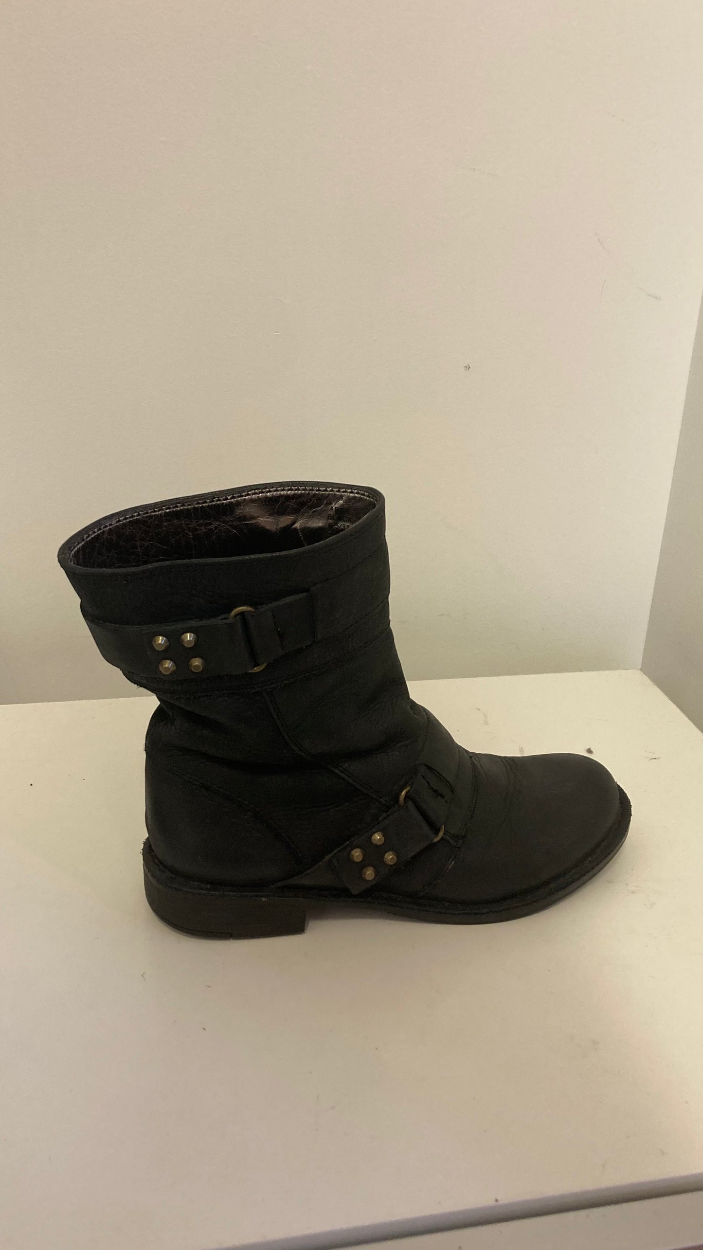 Slouchy Black Leather Ankle Boot