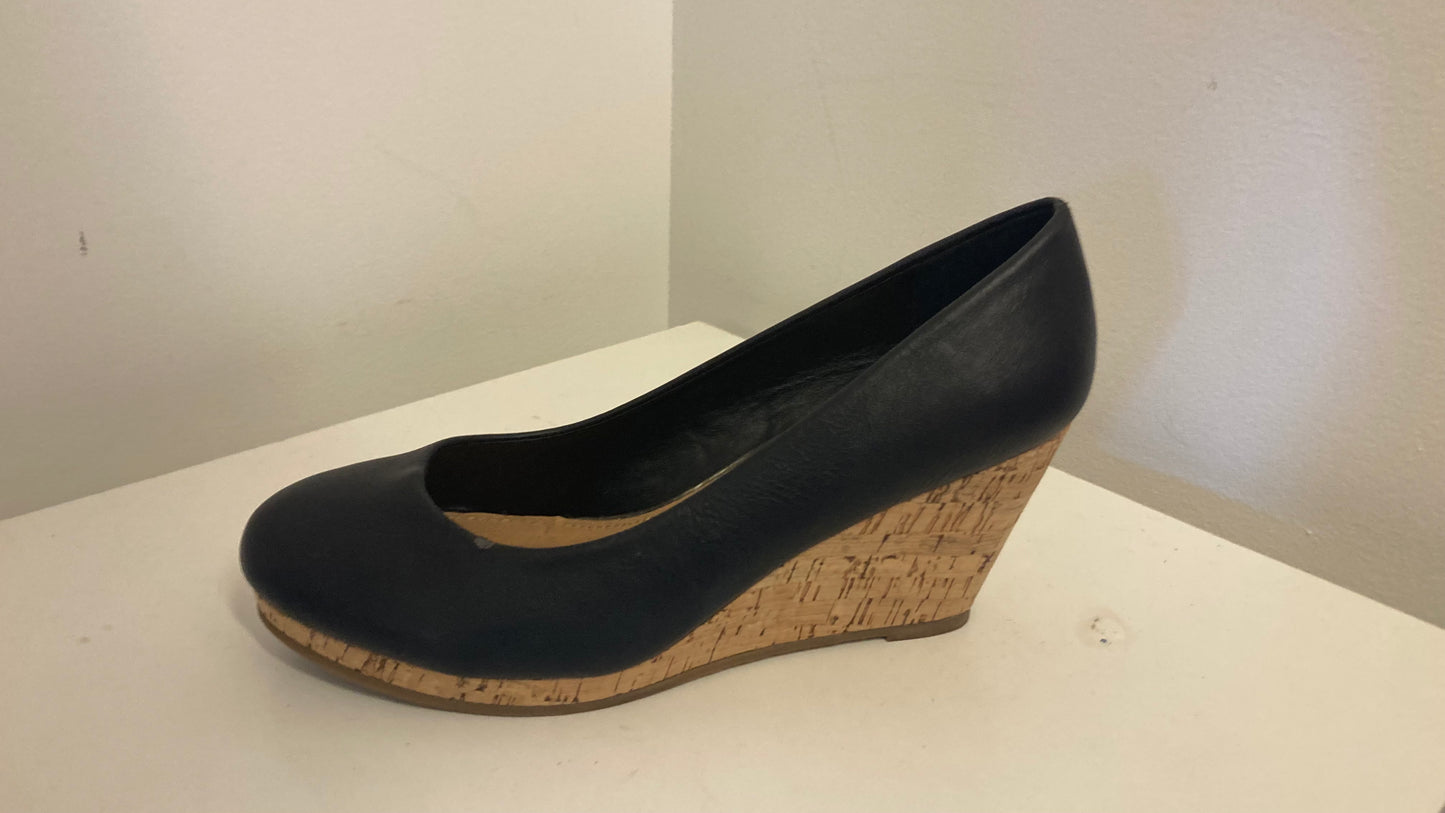 Black Cork Heel Wedges