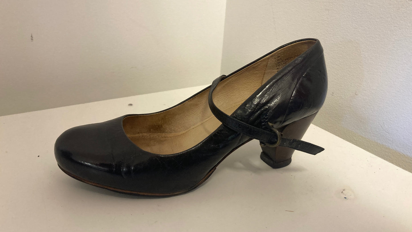 Genuine Leather Black Mary Jane Style Pumps