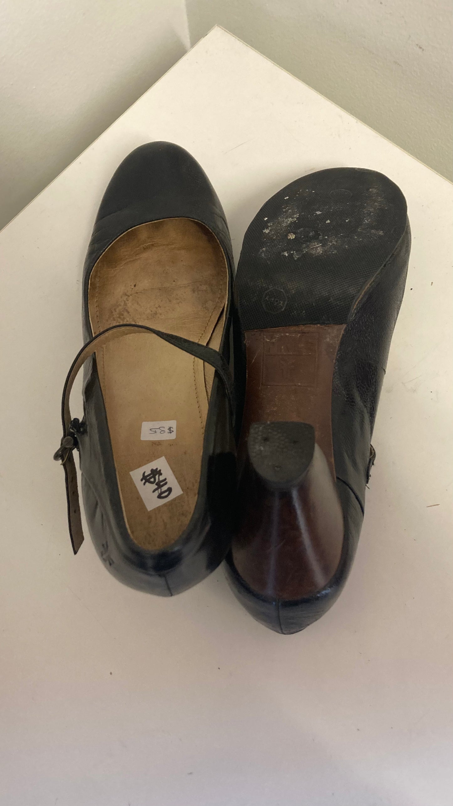 Genuine Leather Black Mary Jane Style Pumps