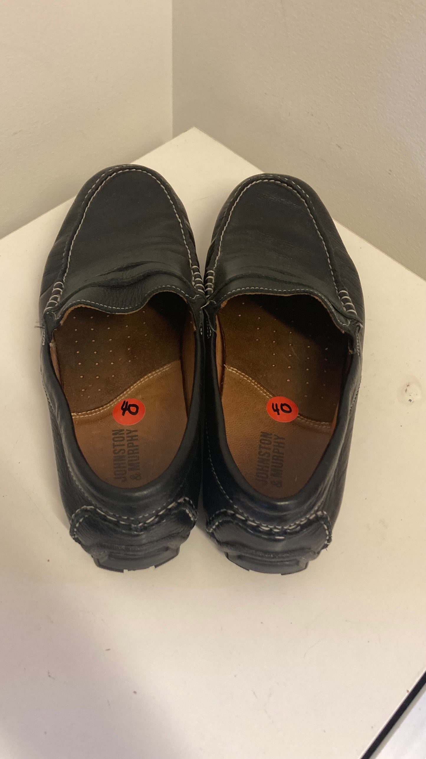Black Leather Men's Slip On Dress Shoes