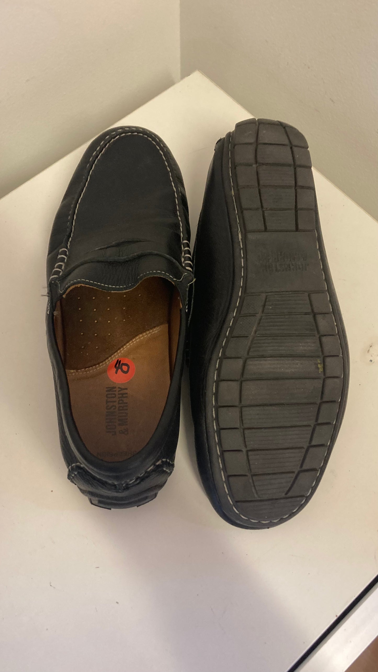 Black Leather Men's Slip On Dress Shoes