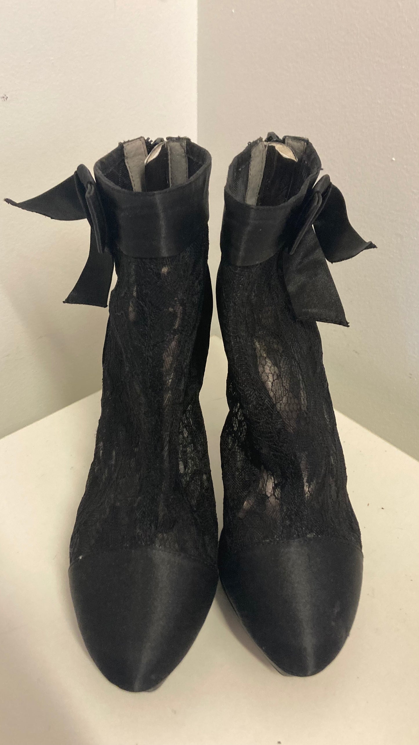 Black Lace Booties With A Stiletto Heel
