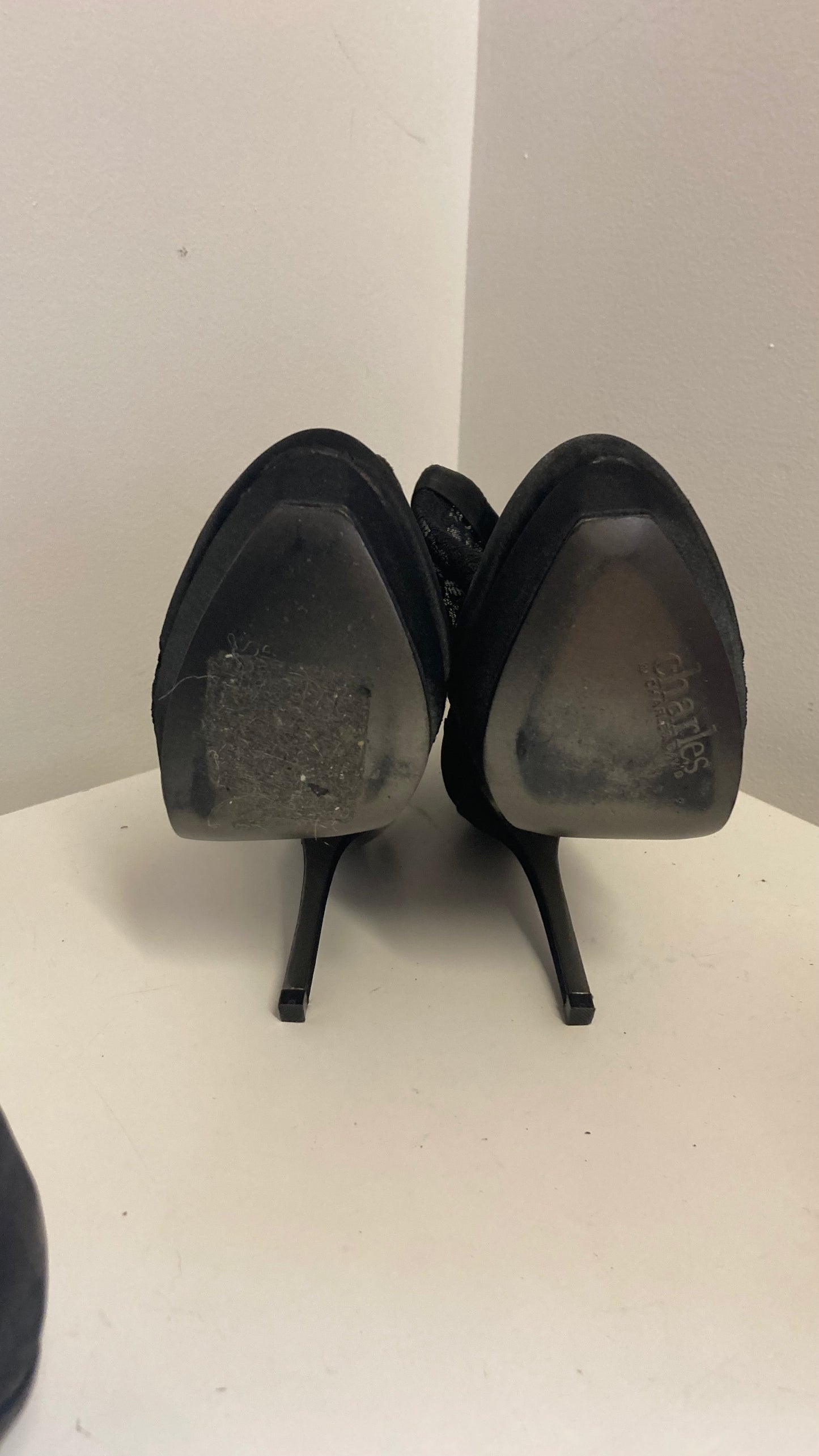 Black Lace Booties With A Stiletto Heel