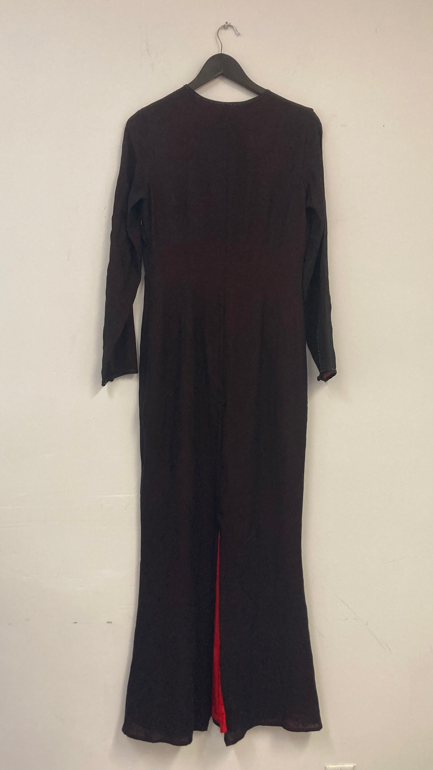 100% Silk Multi Layered Black and Red Maxi Dress