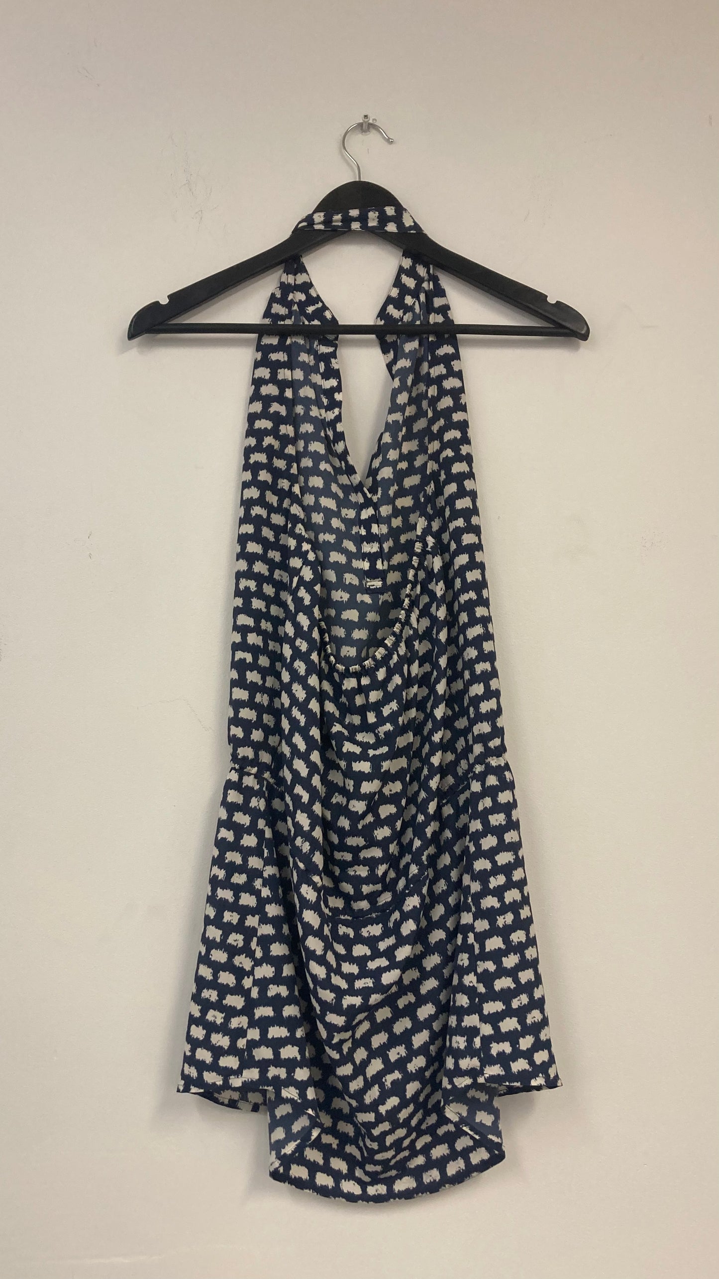 Blue Polka Dot Halter Button Up Top