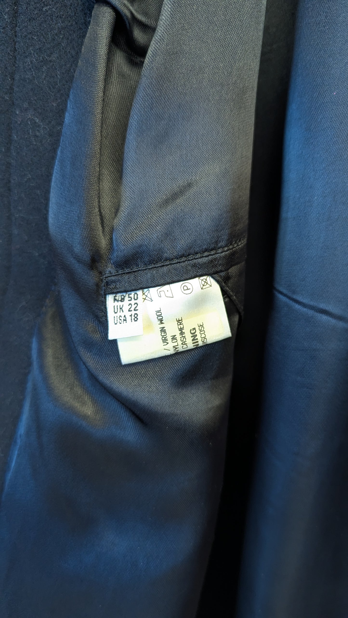 Delmod International Black Wool Cashmere Blend Coat USA 18