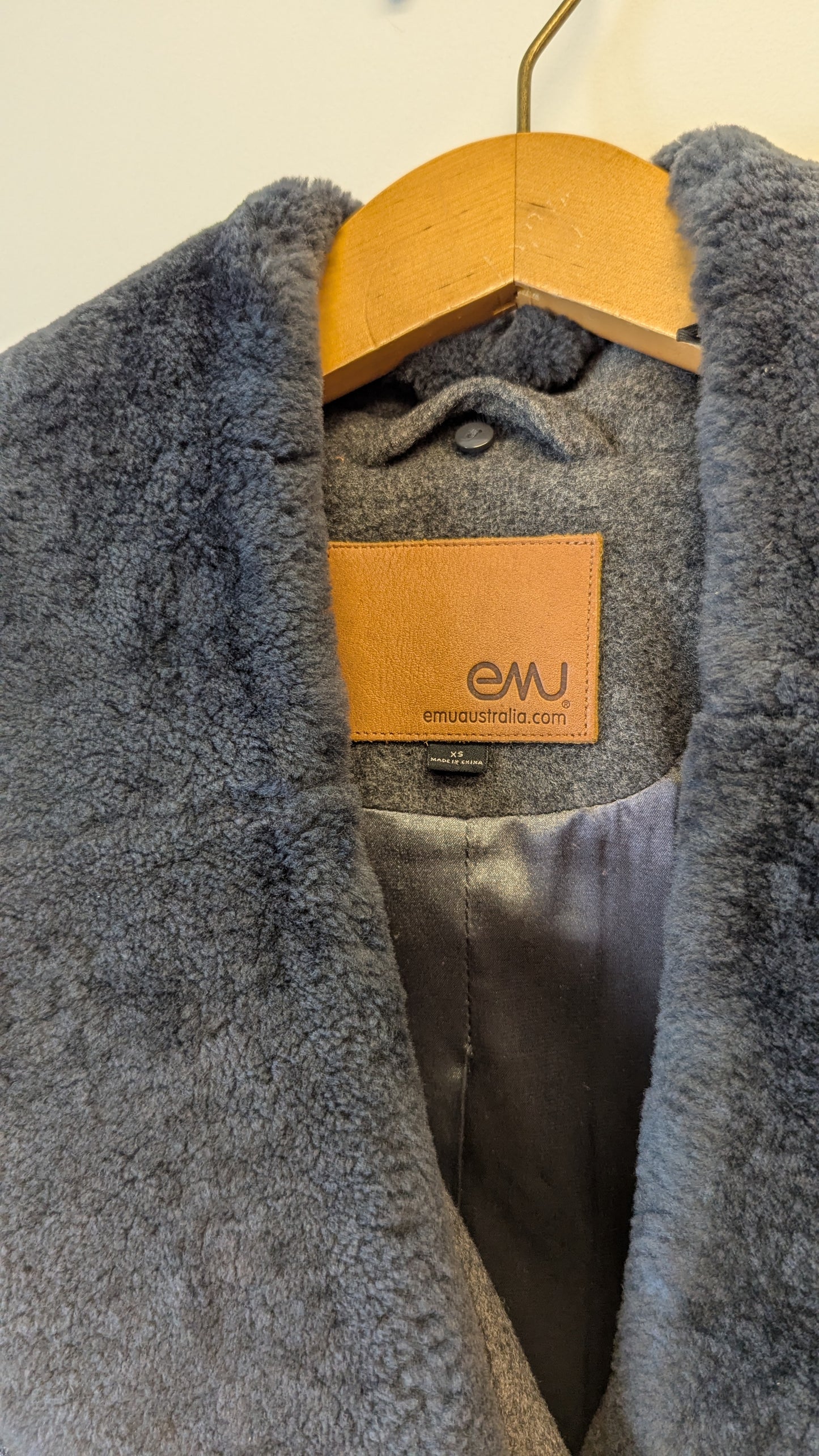 Emu Australia Grey Faux Fur Collar Zipper Winter Coat XS