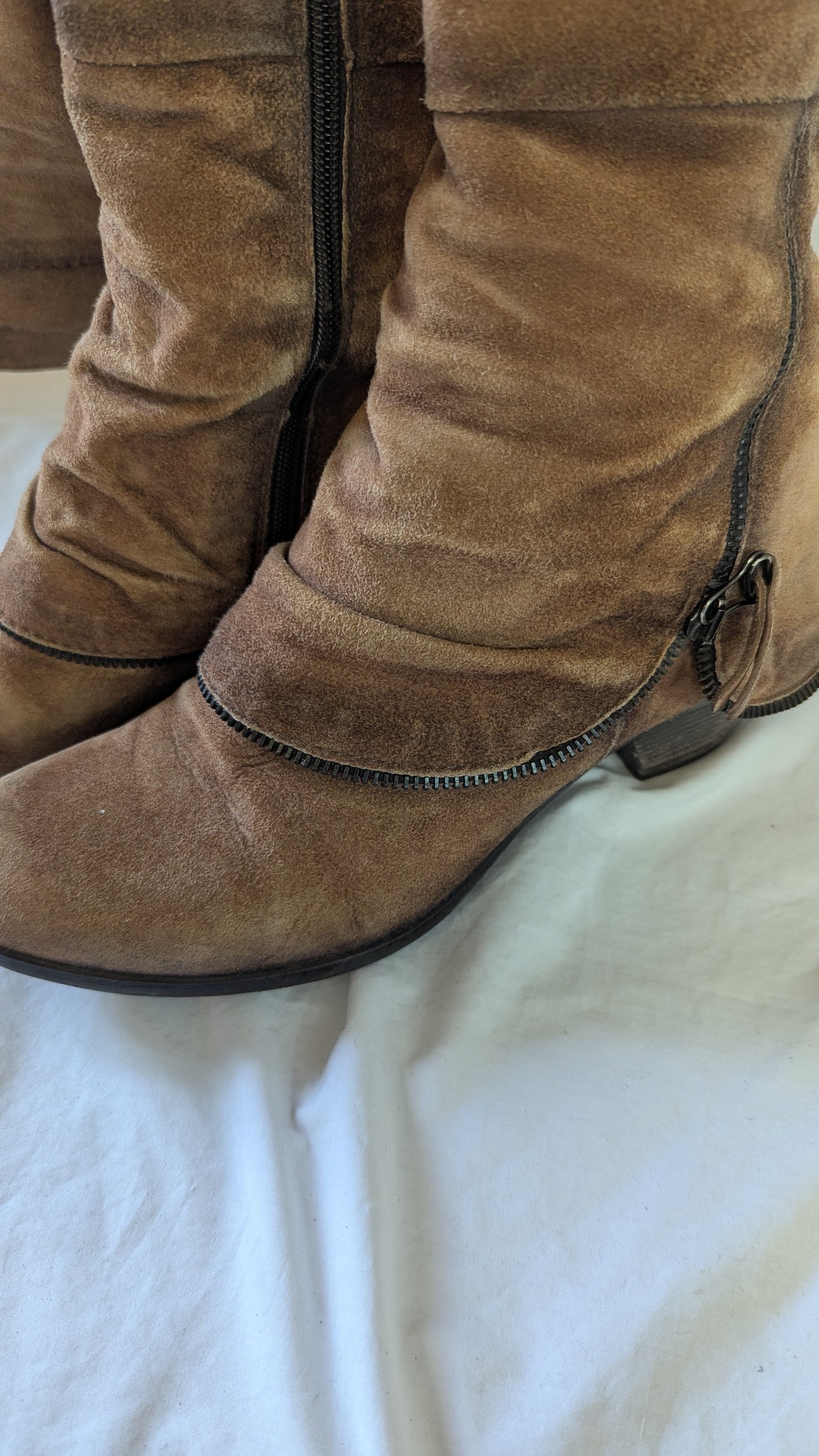Brown Suede Tall Slouch Boots