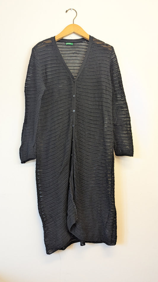 United Colors of Benetton Long Black Crochet Cardigan
