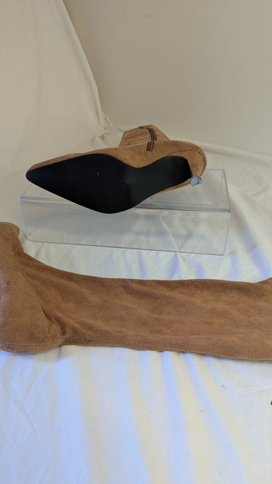 Splash Fashion Footwear Tan Suede Knee High Boots Size 7 1/2