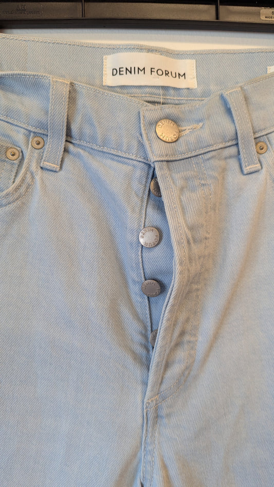 Denim Forum The Arlo High Rise Straight Jeans 27 28L Light Wash