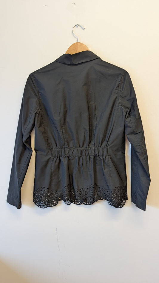Lila Baday Black Blouse Size 10 Scalloped Hem