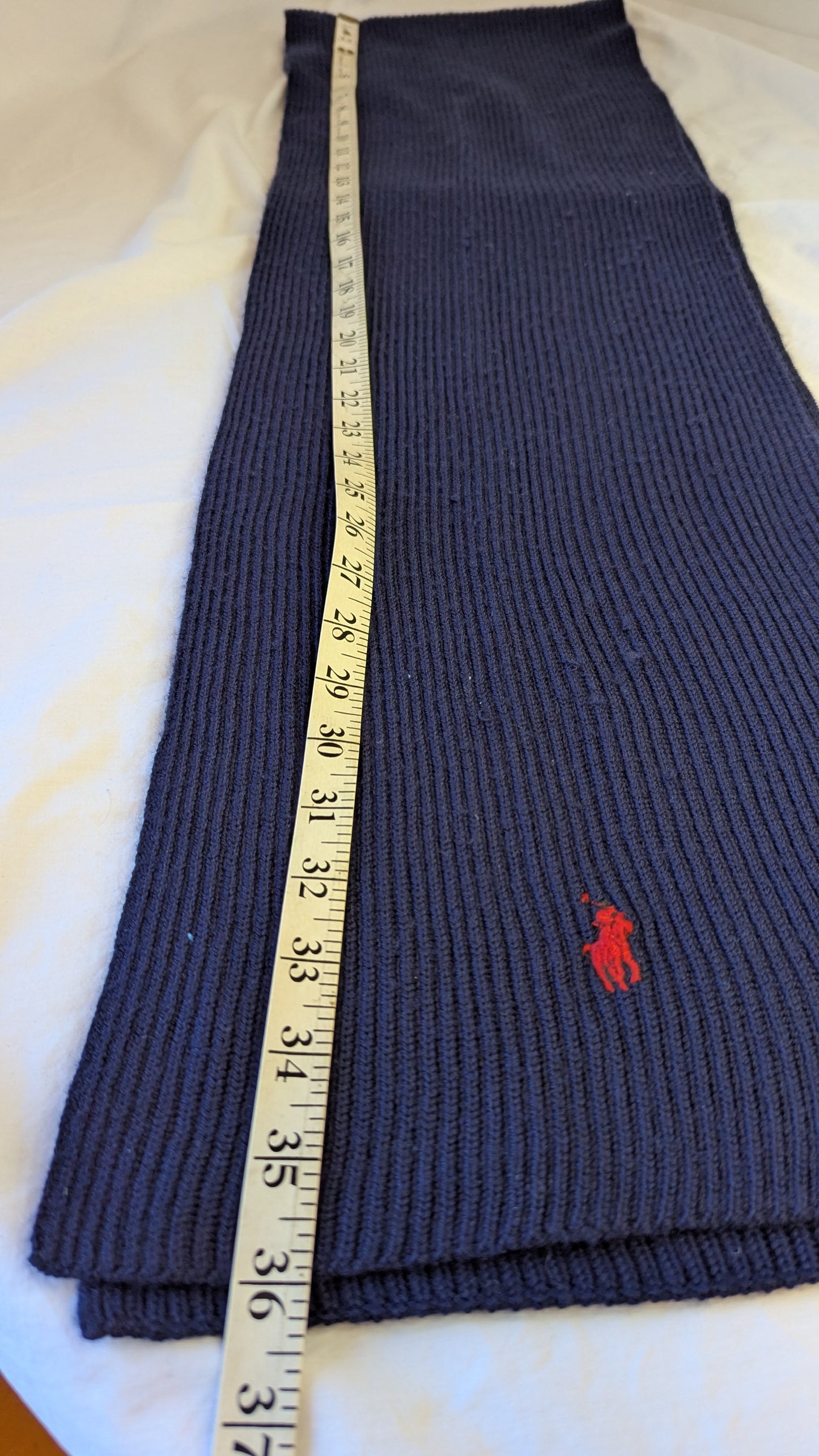 Polo Ralph Lauren navy blue ribbed scarf
