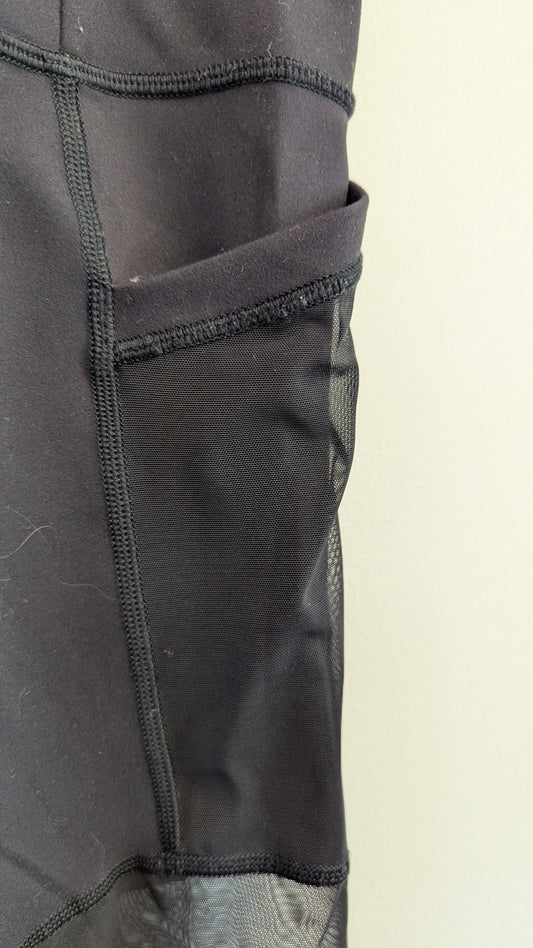 Lululemon Black Athletic Leggings with Mesh Panels and Pockets