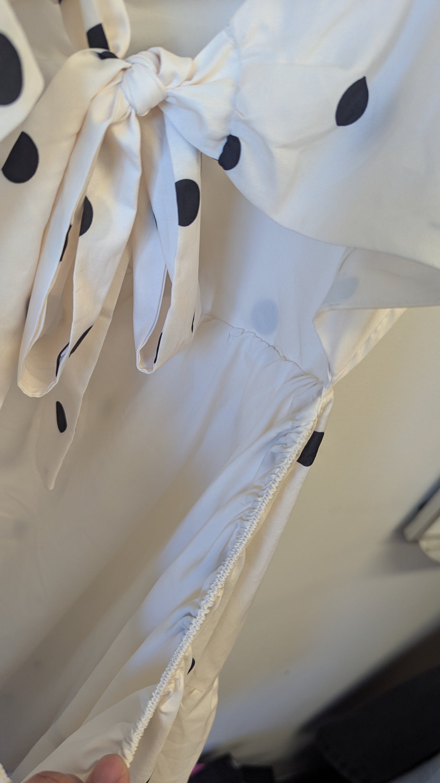 MORRISDAY THE LABEL Polka Dot Cutout Tie Back Tiered Dress L